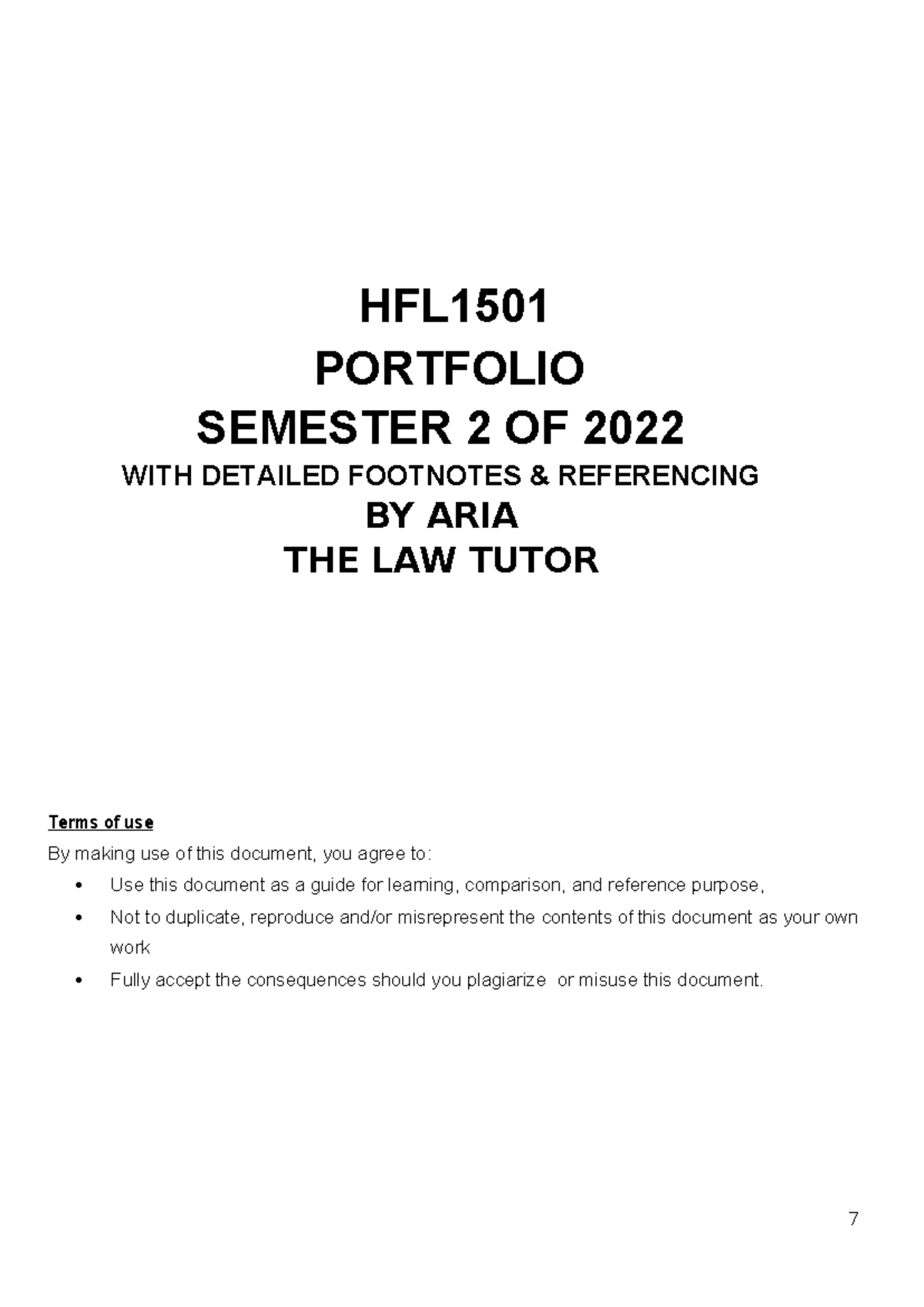 MASTERS CEF STUDIES - HFL PORTFOLIO SEMESTER 2 OF 2022 WITH DETAILED ...