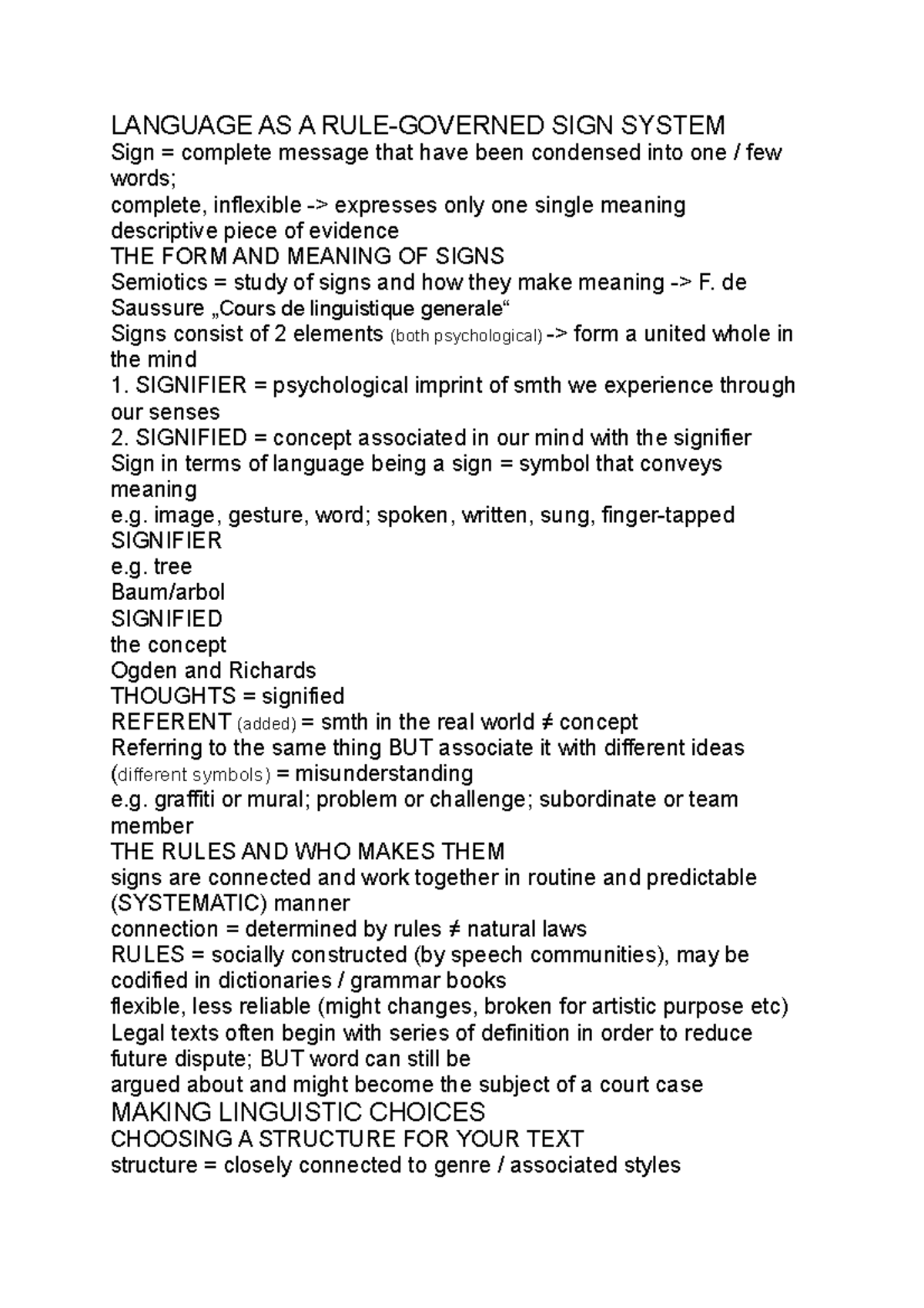 Language AS A RULE Communication LANGUAGE AS A RULEGOVERNED SIGN