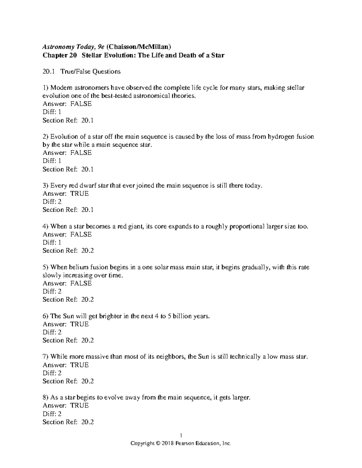Practice Multiple Choice (18) - 1 Astronomy Today, 9e (Chaisson ...