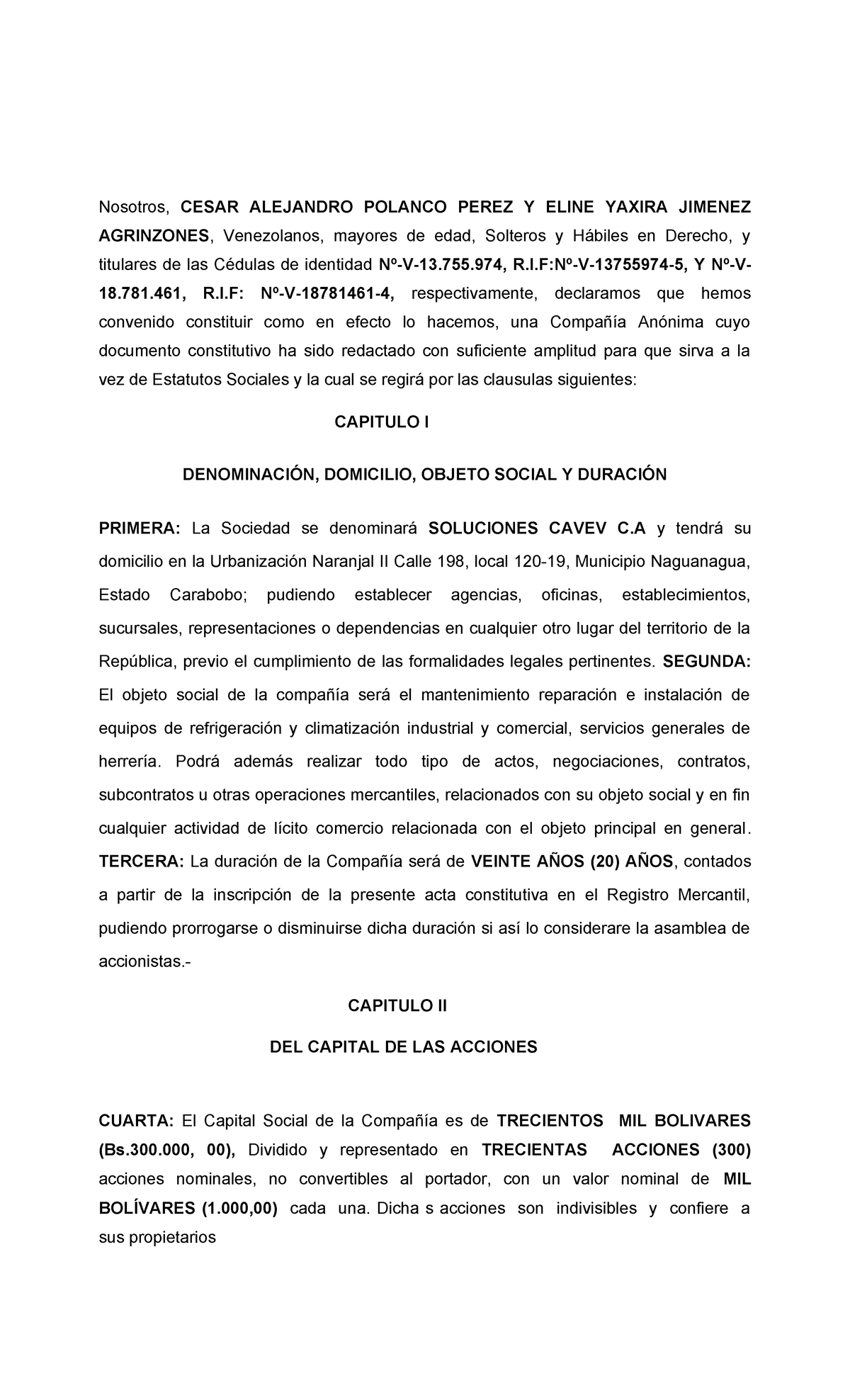 Registro DE Comercio PYME Nosotros, CESAR ALEJANDRO POLANCO PEREZ Y