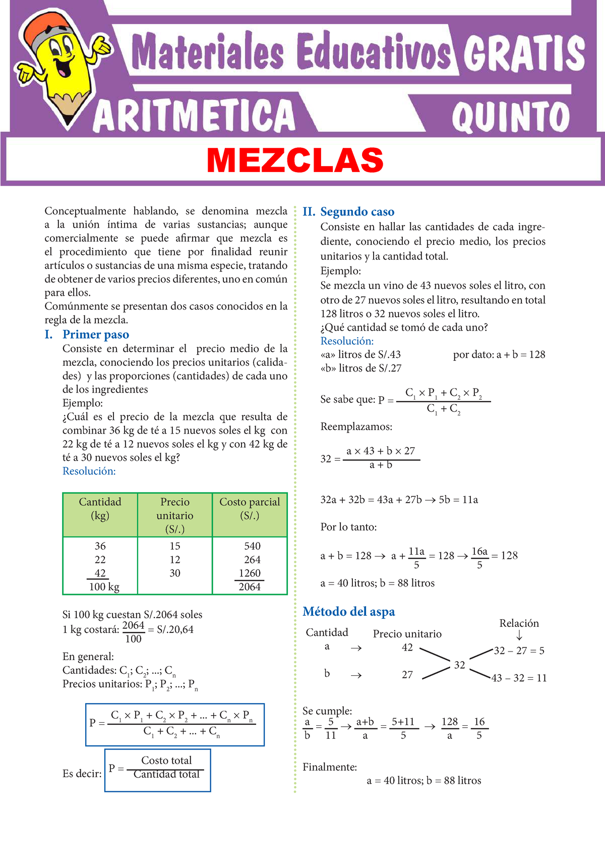 Mezclas Para Quinto Grado De Secundaria - Conceptualmente Hablando, Se ...