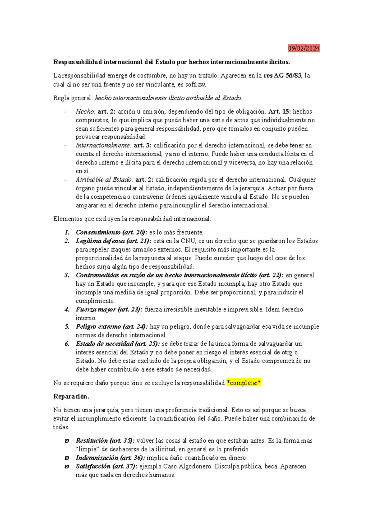 Apunte De Clase Dip - 09/02/ Responsabilidad Internacional Del Estado ...