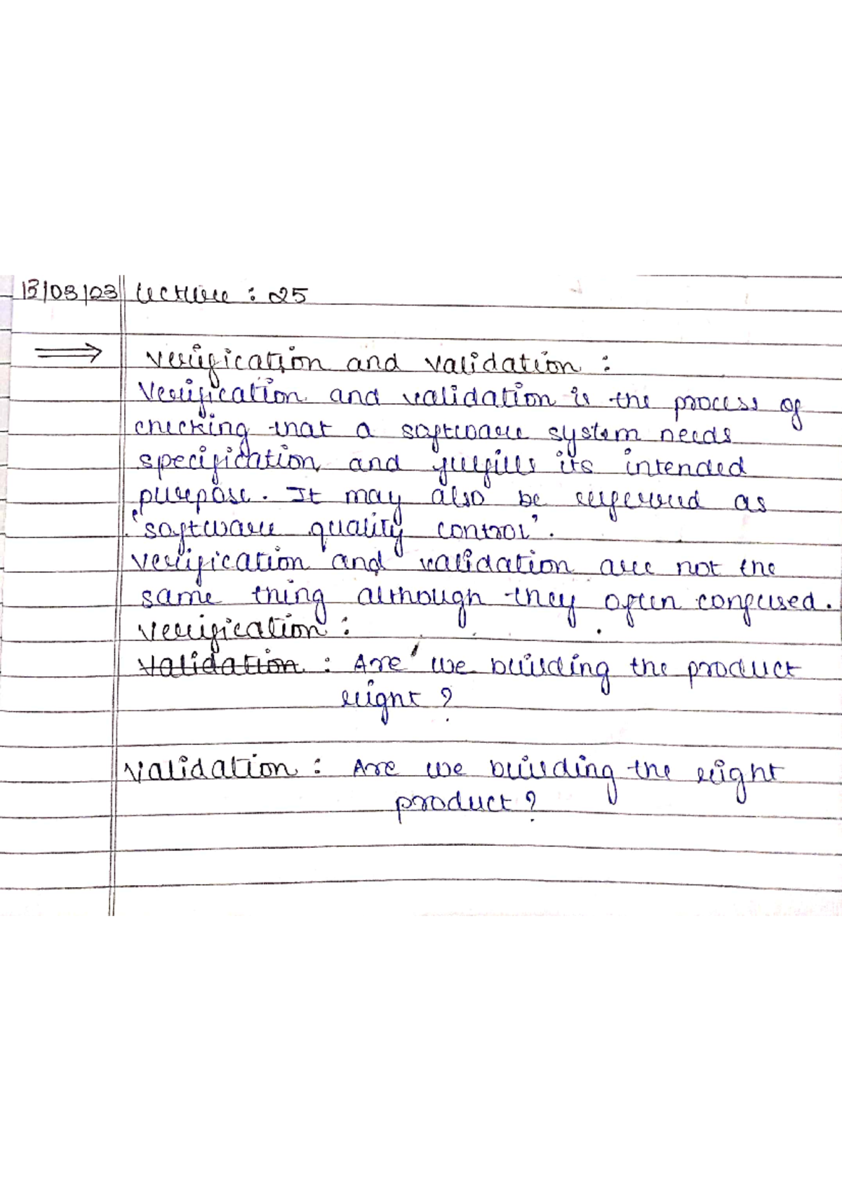 SE notes - verfication n validation SEI CMM - B.tech - Studocu