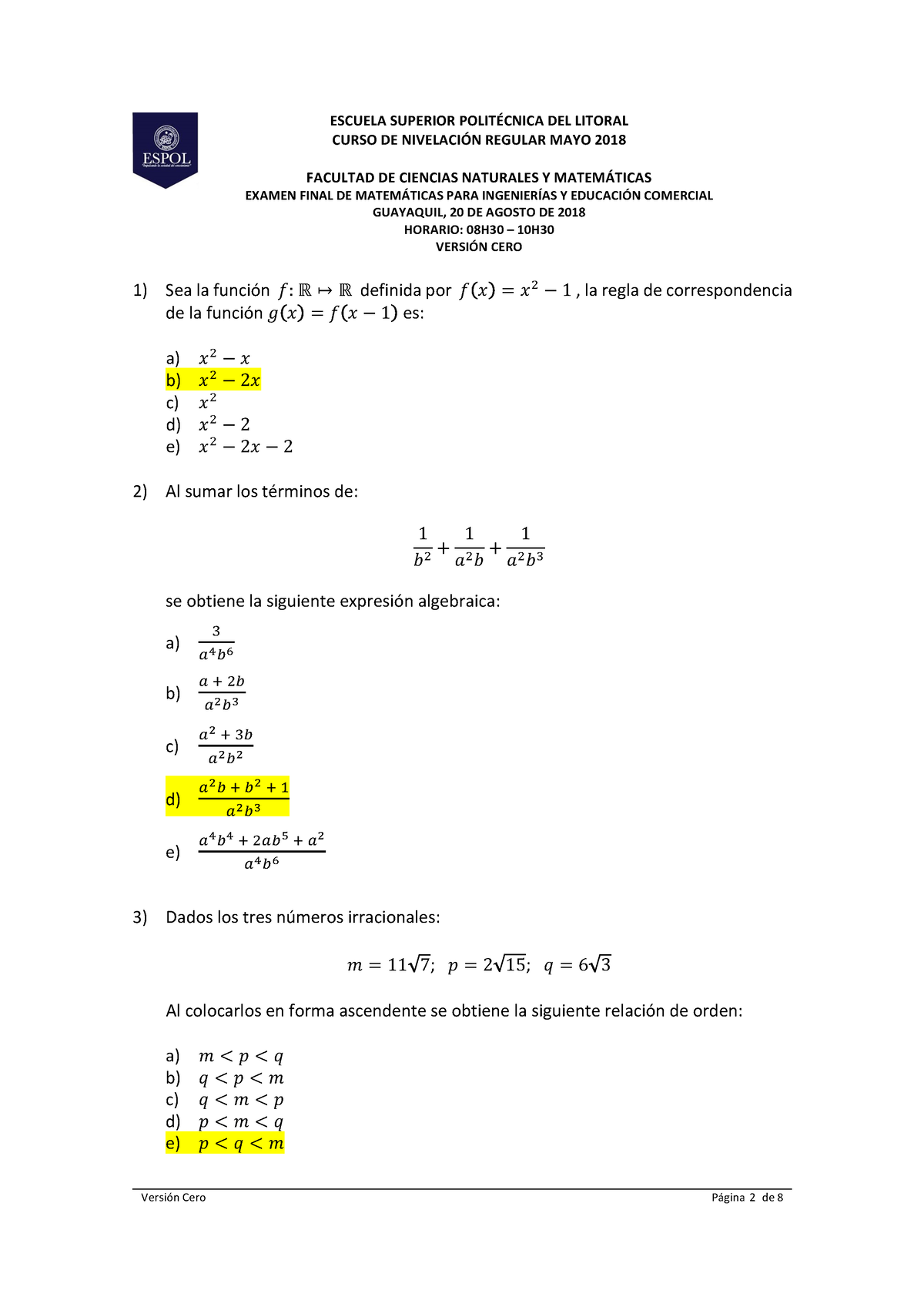 2018 2 Sex1mat08h30v0temas Escuela Superior PolitÉcnica Del Litoral Curso De NivelaciÓn 7024