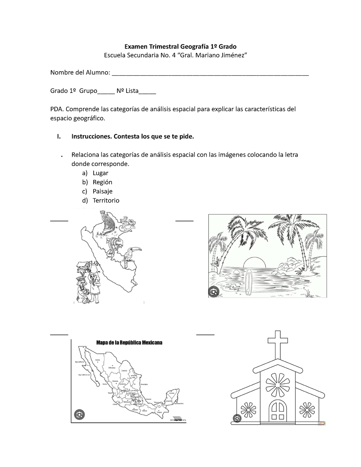 Examen Geografia 1er Grade - Examen Trimestral Geografía 1º Grado ...