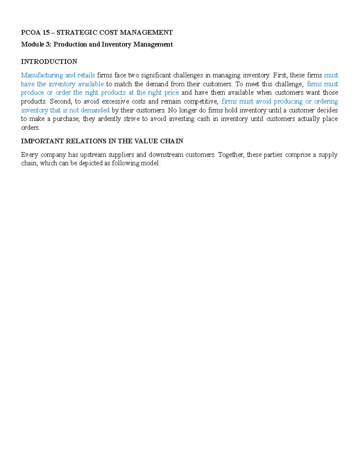 Module 3 Production and Inventory Mngt - PCOA 15 – STRATEGIC COST ...