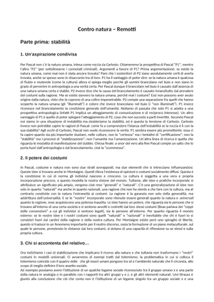 Riassunto Contro natura Remotti - Contro natura – Remotti Parte prima:  stabilità 1. Un'aspirazione - Studocu