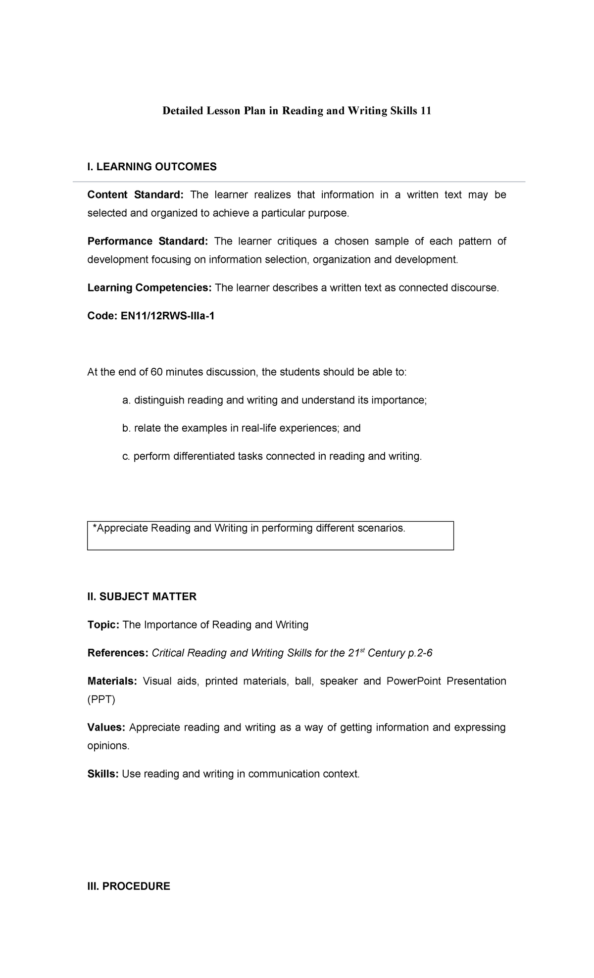 Lesson 2 Text A Connected Discourse 2 - Detailed Lesson Plan in Reading ...