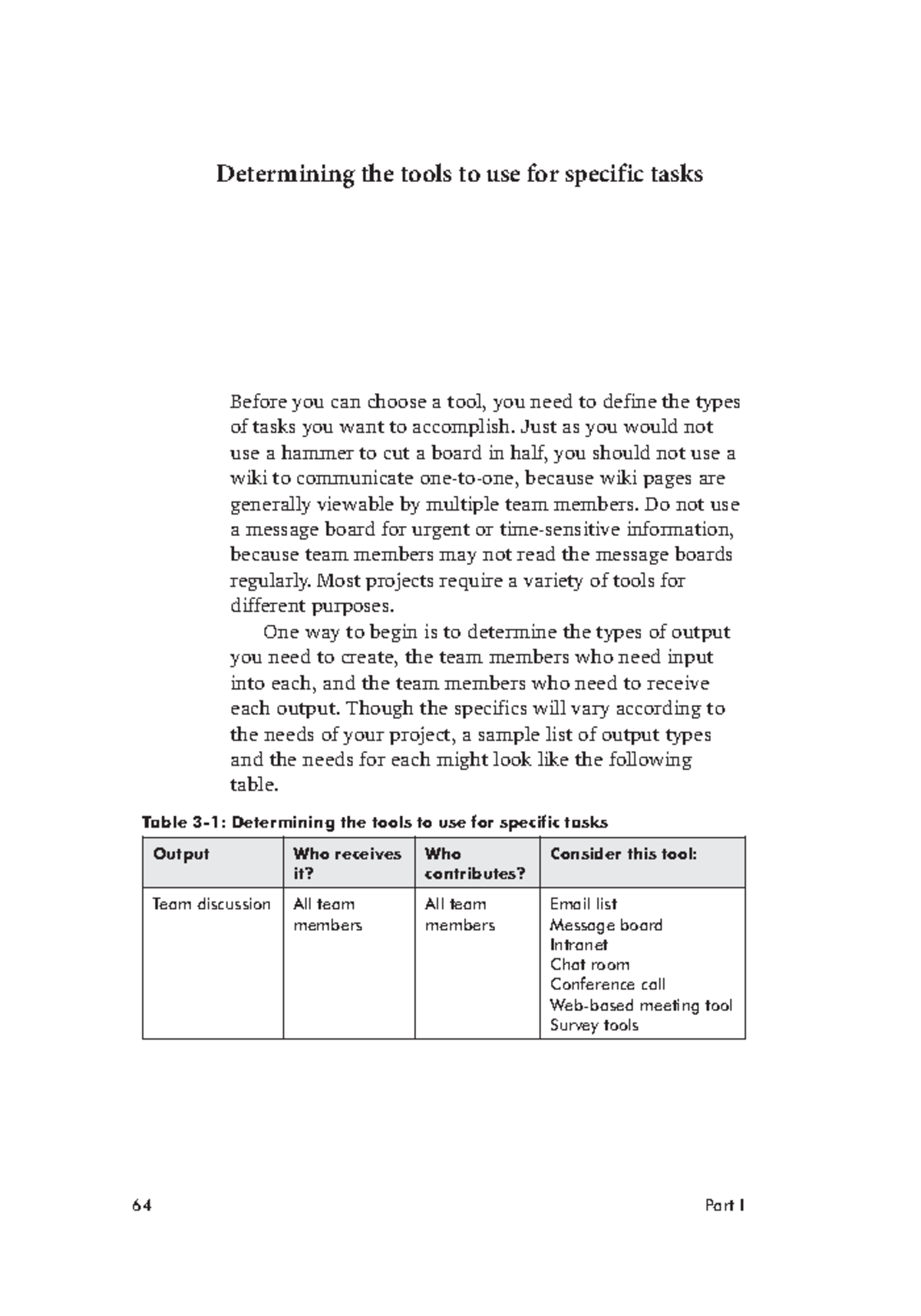 Determining the tools to use for specific tasks Before you can choose(00)