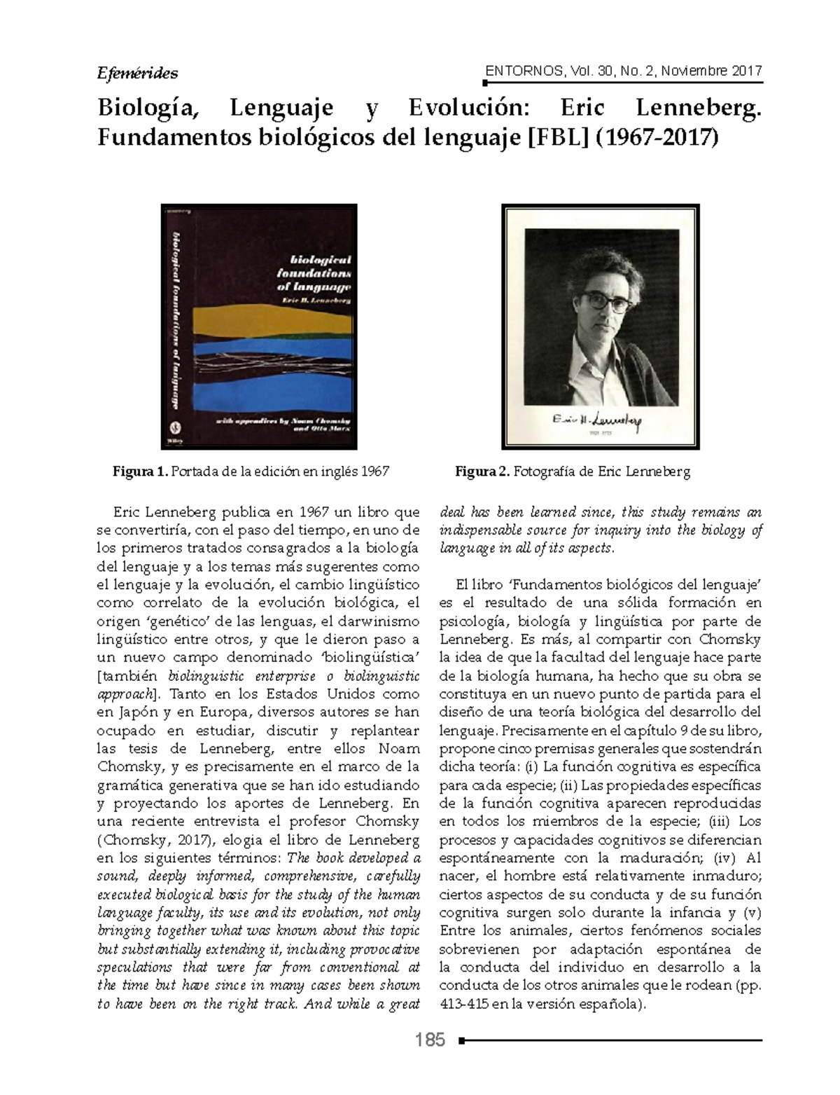 Teoria Lenneberg - Apuntes 1 - ENTORNOS, Vol. 30, No. 2, Noviembre 2017 ...