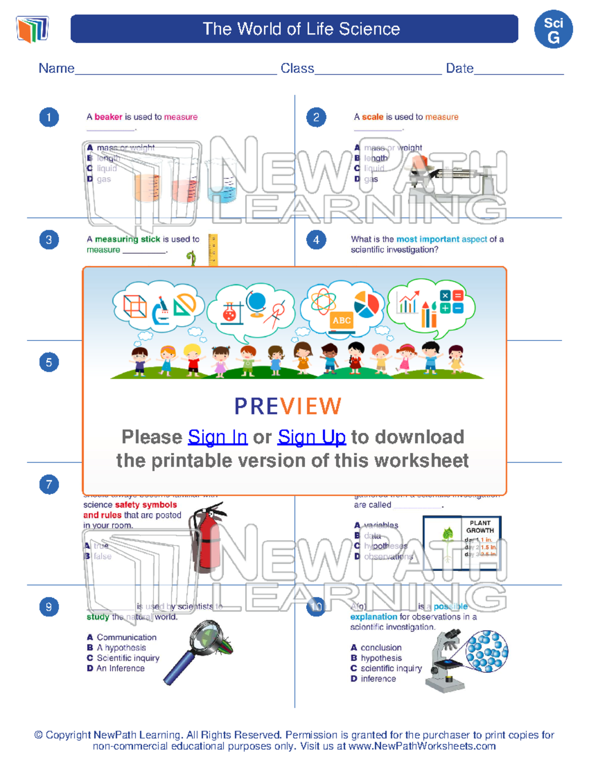 Worksheet science grade 7 the world of life science 1 2 - The World of ...