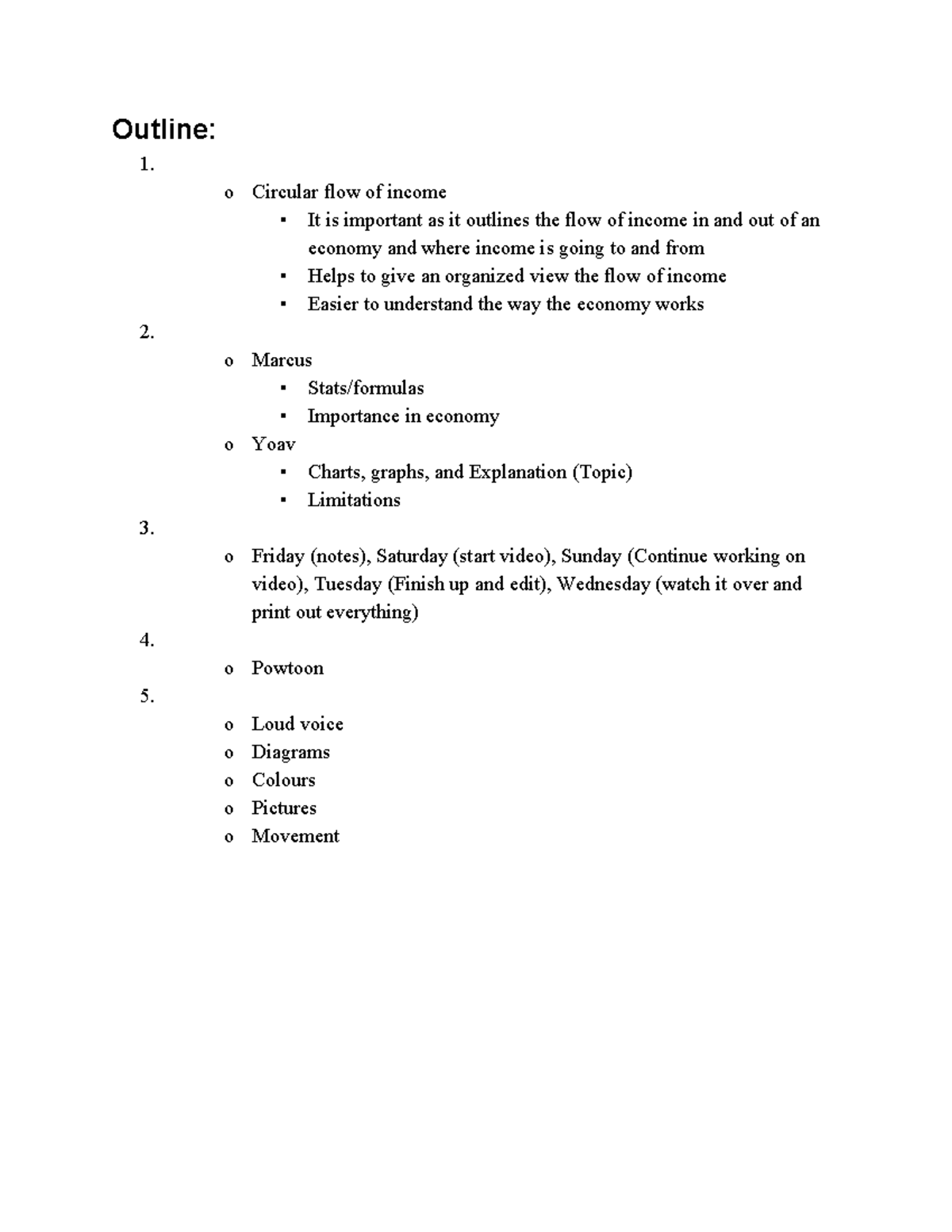 PSA Economics final Outline 1. o Circular flow of It is