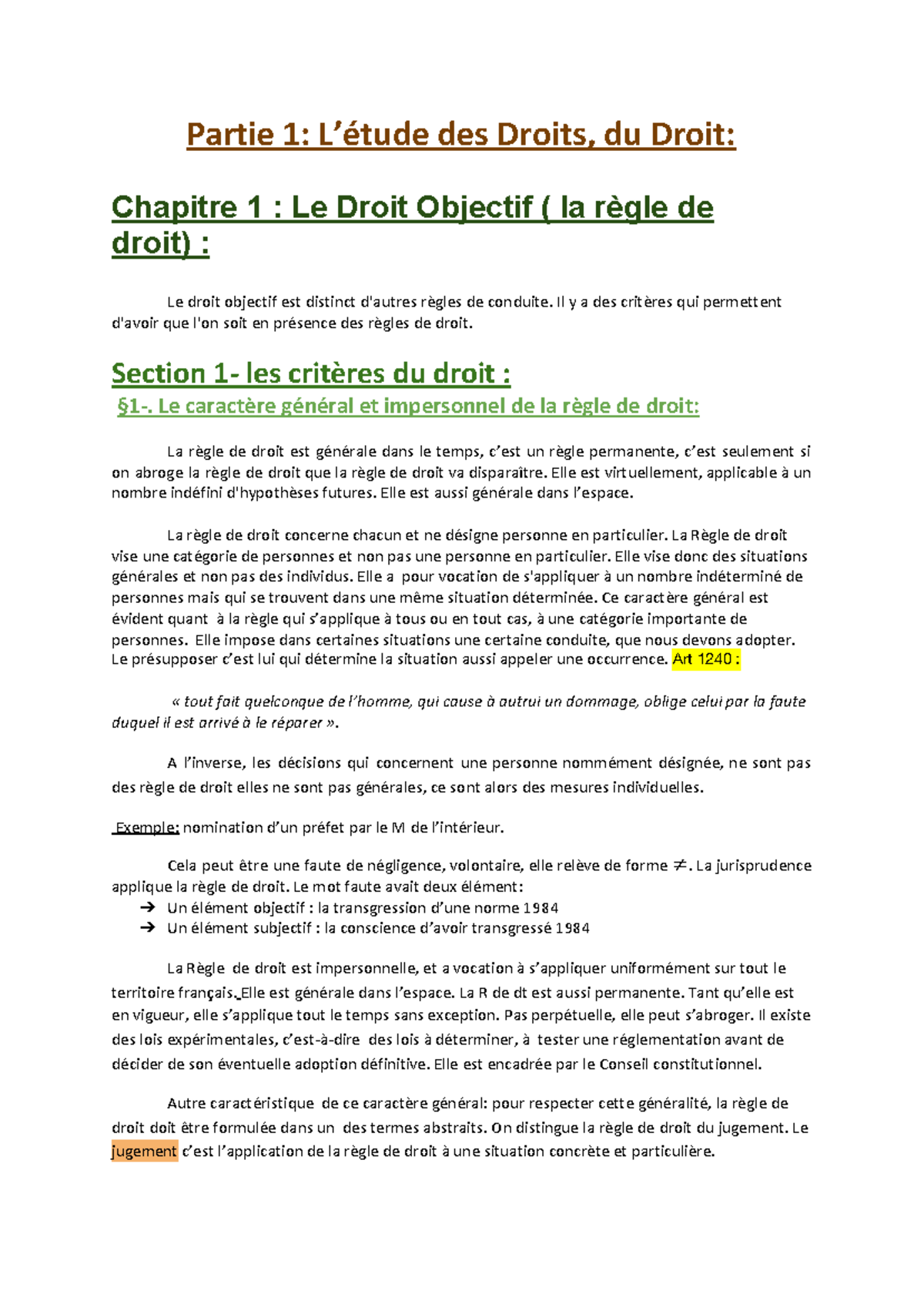 Chapitre 1- P1 - Partie 1: L’étude des Droits, du Droit: Chapitre 1 ...