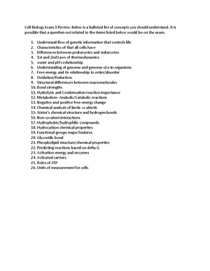 Study guide Cell Biology Final Exam - This list does not entail every ...