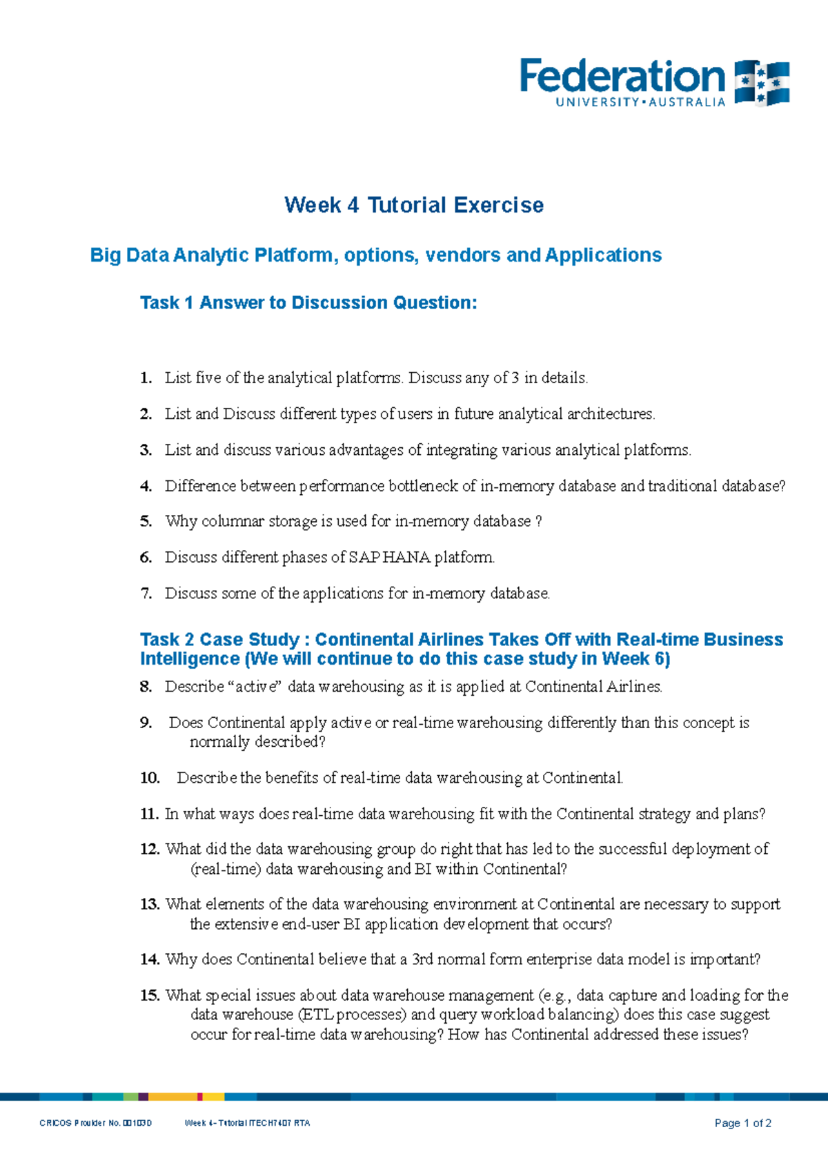 Week 4 New Tutorial Exercise - Week 4 Tutorial Exercise Big Data ...