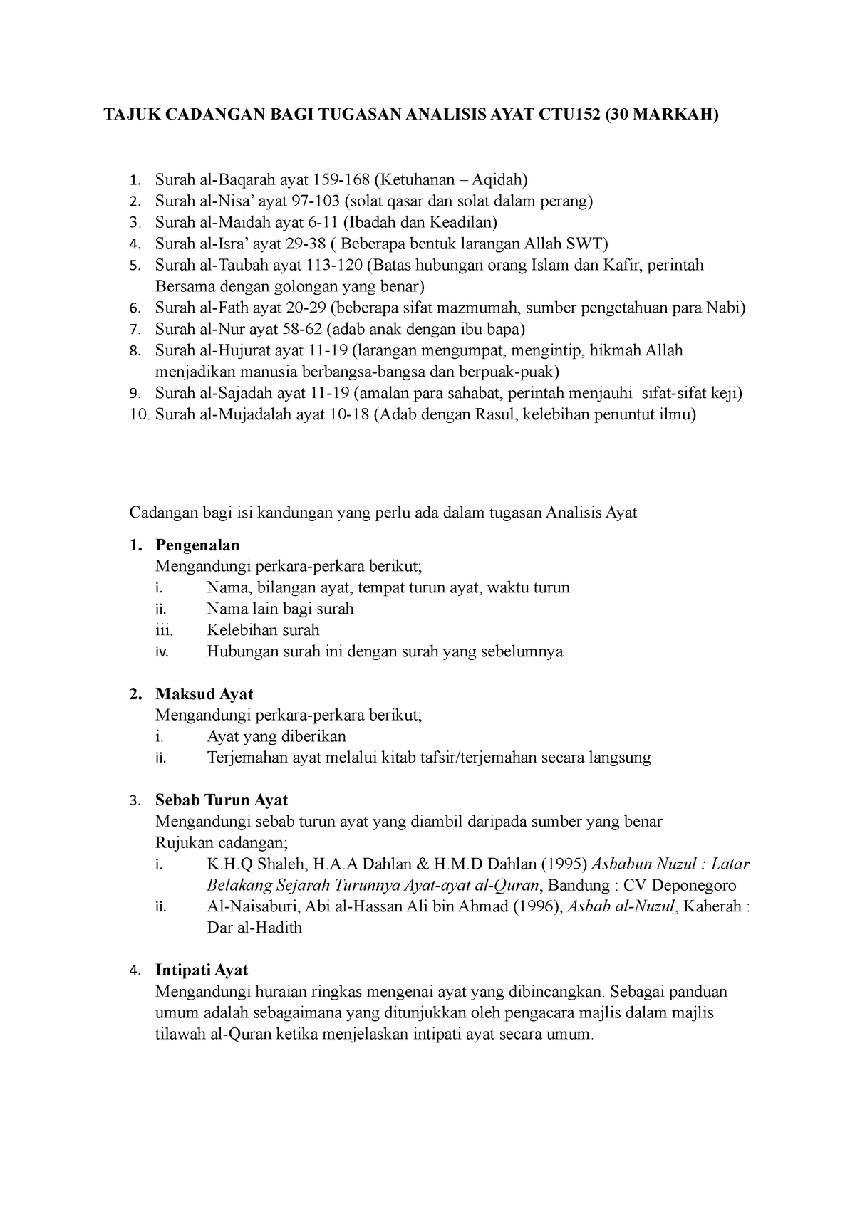 Tajuk Cadangan Bagi Tugasan Analisis Ayat Ctu152 Tajuk Cadangan Bagi Tugasan Analisis Ayat Ctu152 Studocu