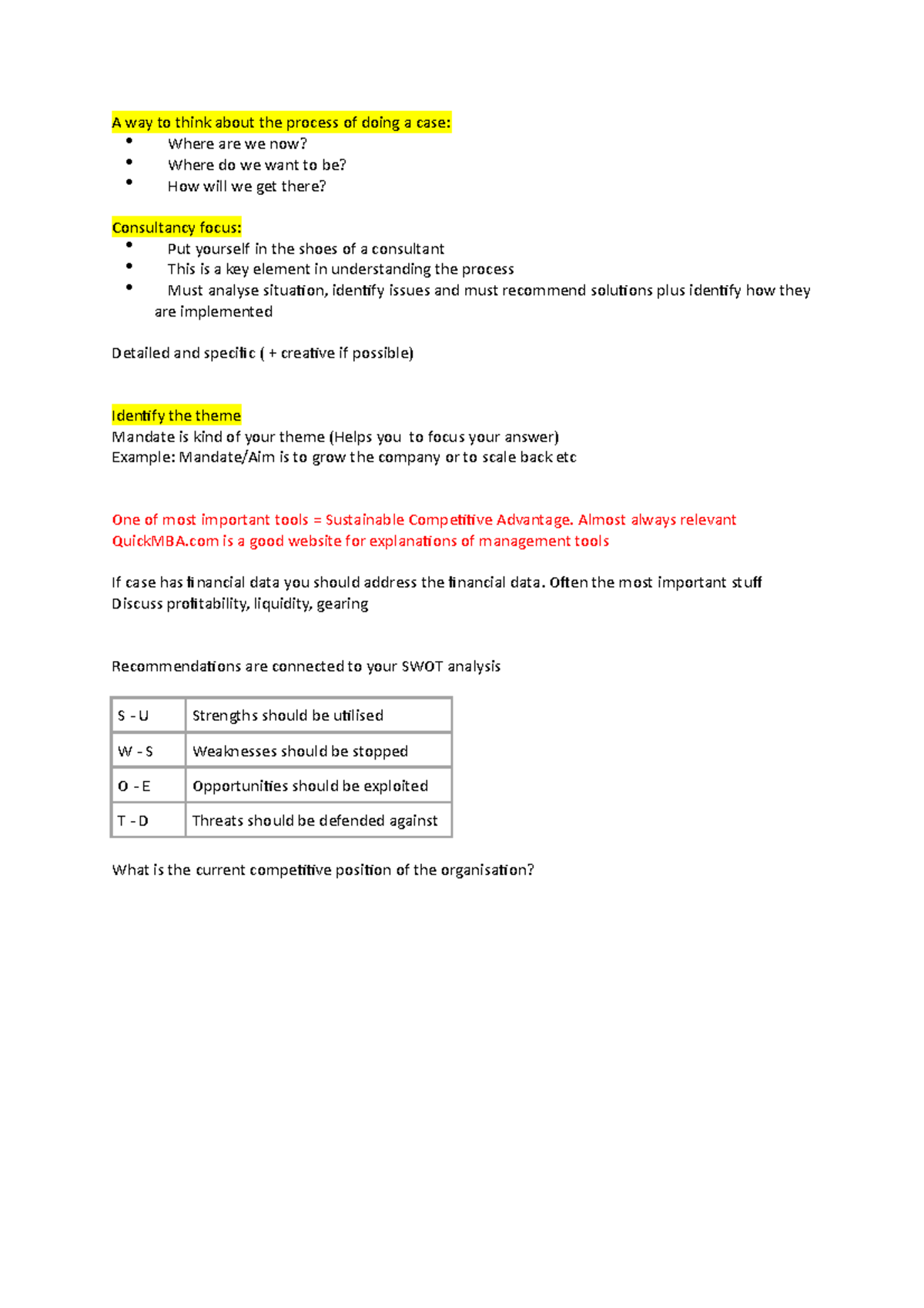 Class 5 How To Answer A Case Study A Way To Think About The Process 