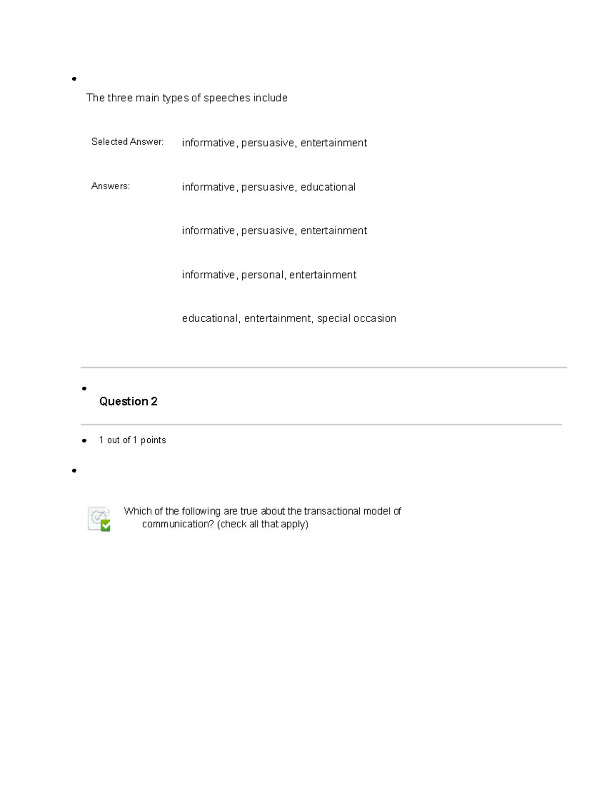 types of informative speech quiz