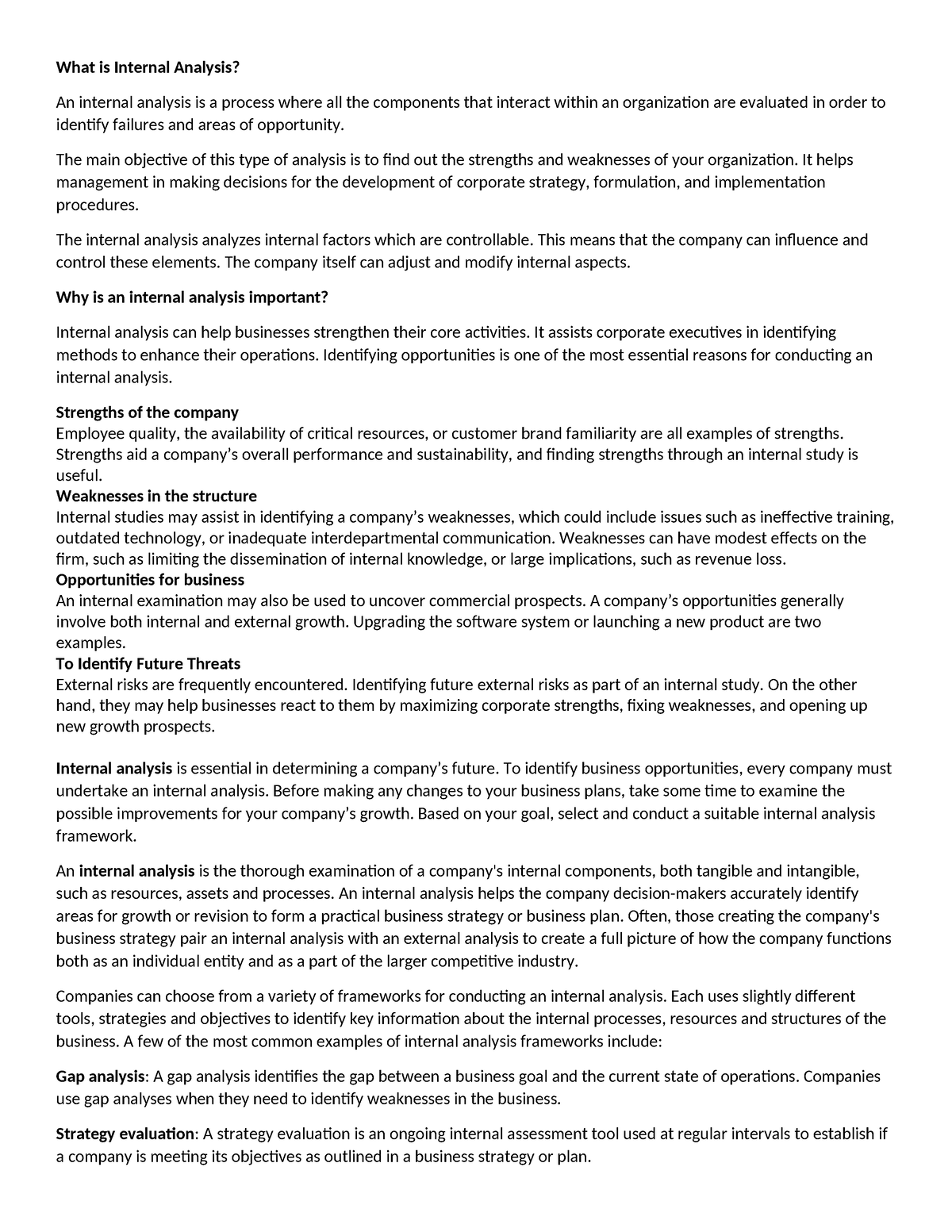 internal resource Analysis - What is Internal Analysis? An internal ...