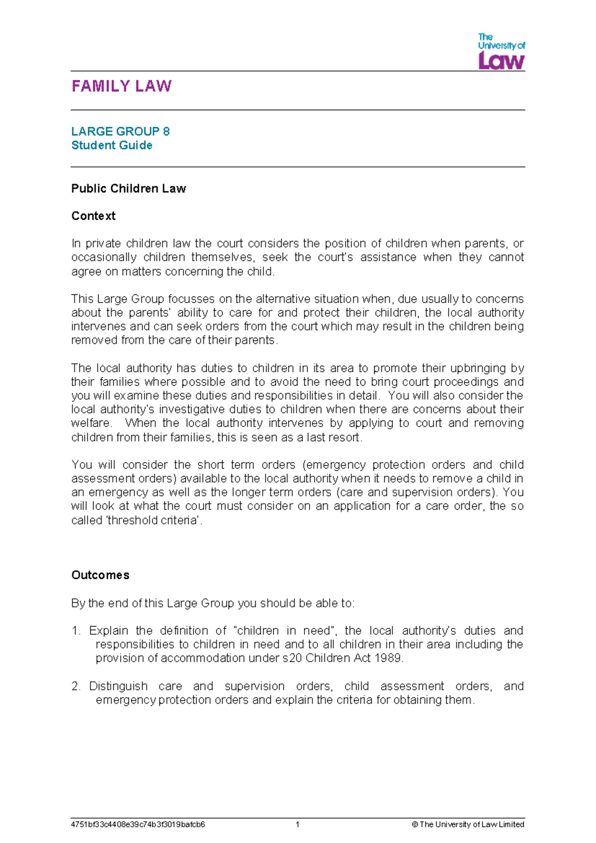 2324 fam lg08 ce01 student guide - FAMILY LAW LARGE GROUP 8 Student ...