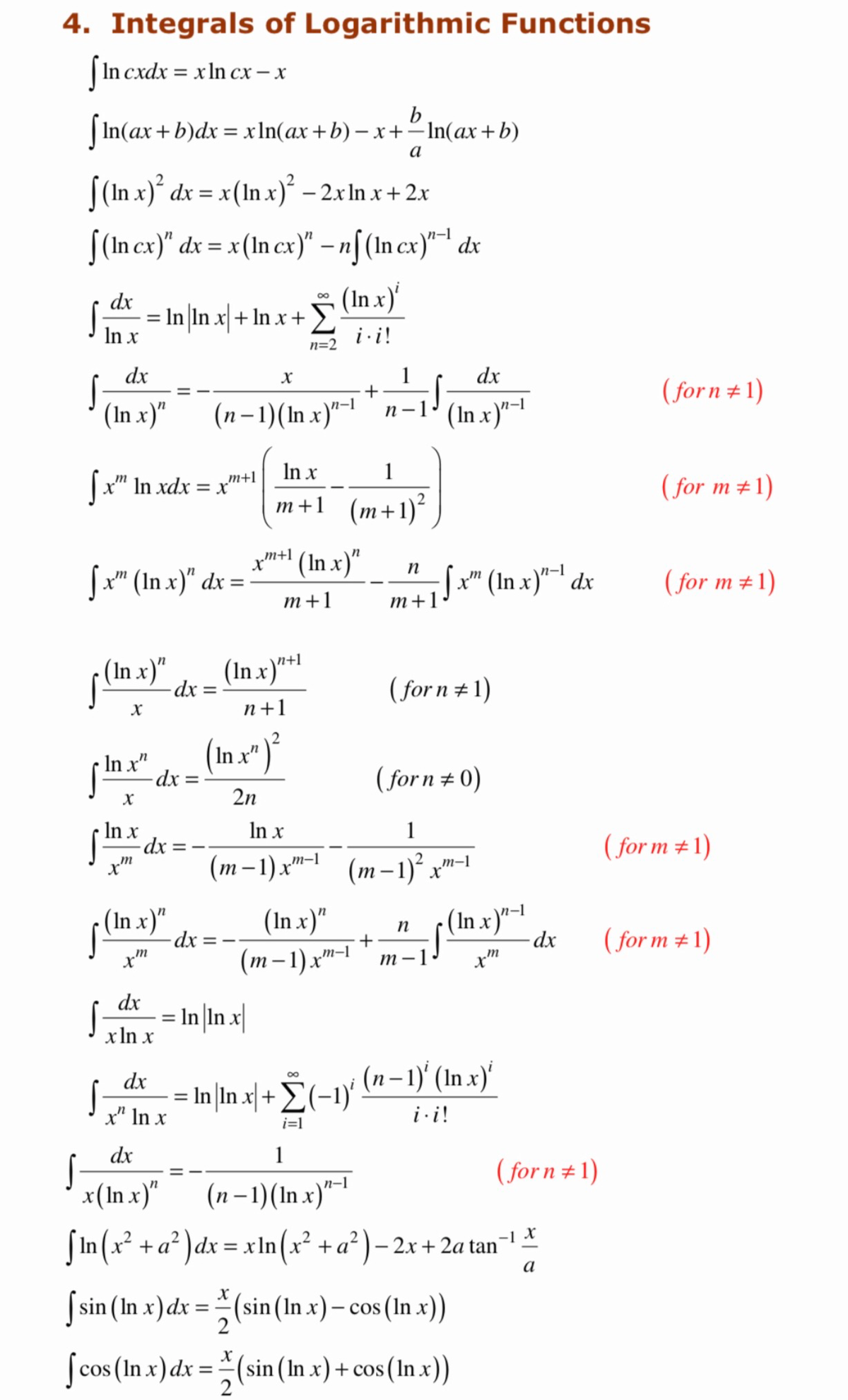 integrals-of-logarithmic-function-integral-calculus-studocu