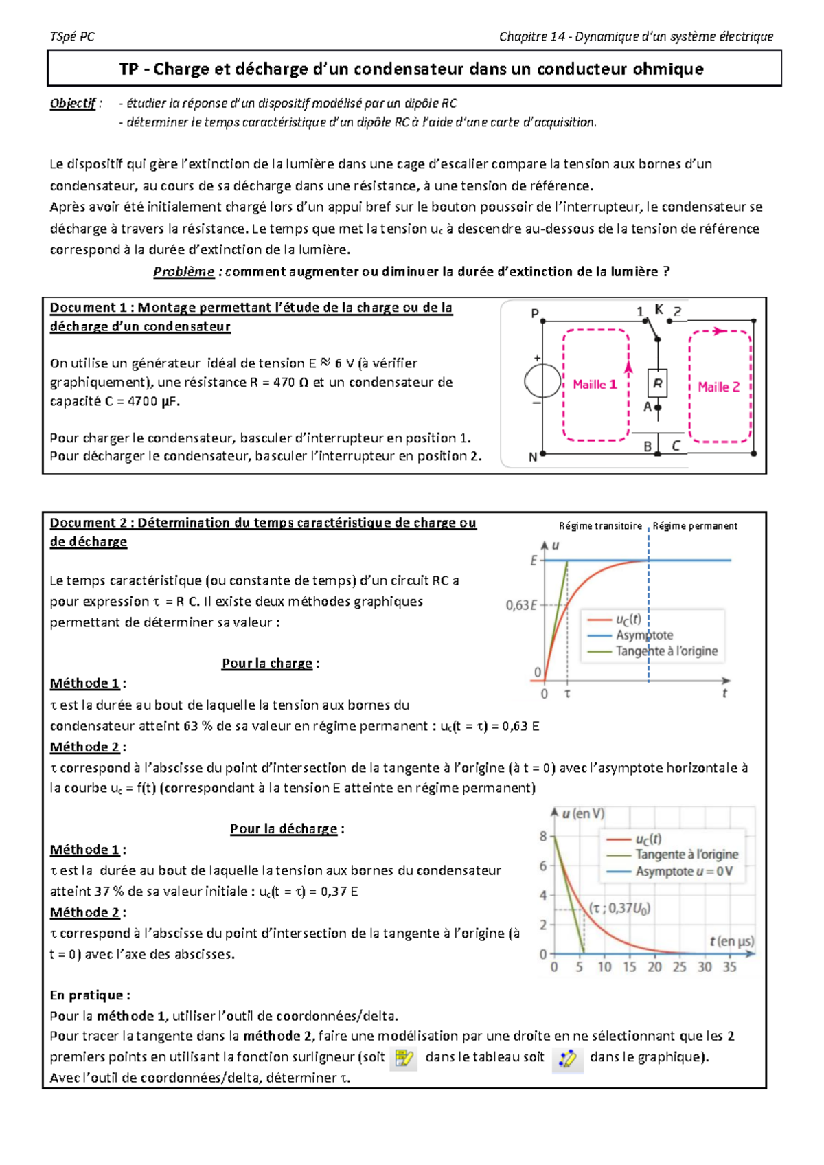 TP Dipole RC - Non - TSpé PC Chapitre 1 4 - Dynamique d’un système ...