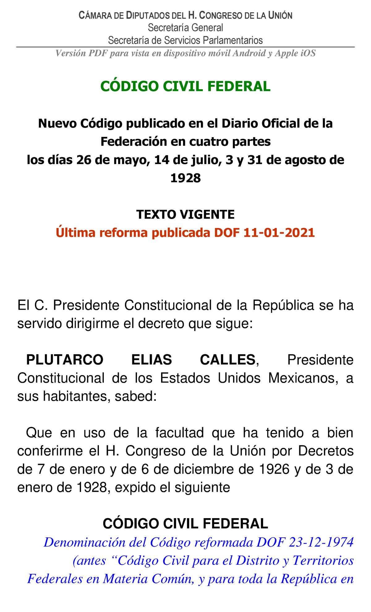 Codigo Civil Federal - C¡MARA DE DIPUTADOS DEL H. CONGRESO DE LA UNI”N ...