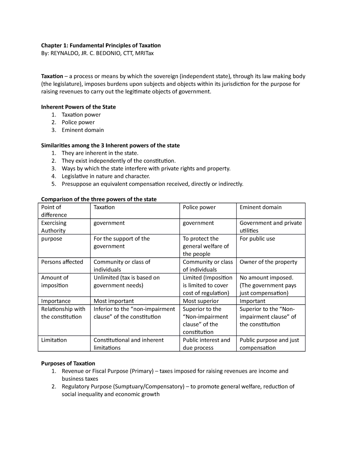 Chapter 1 Summary (Fundamental Principles Of Taxation) - Chapter 1 ...