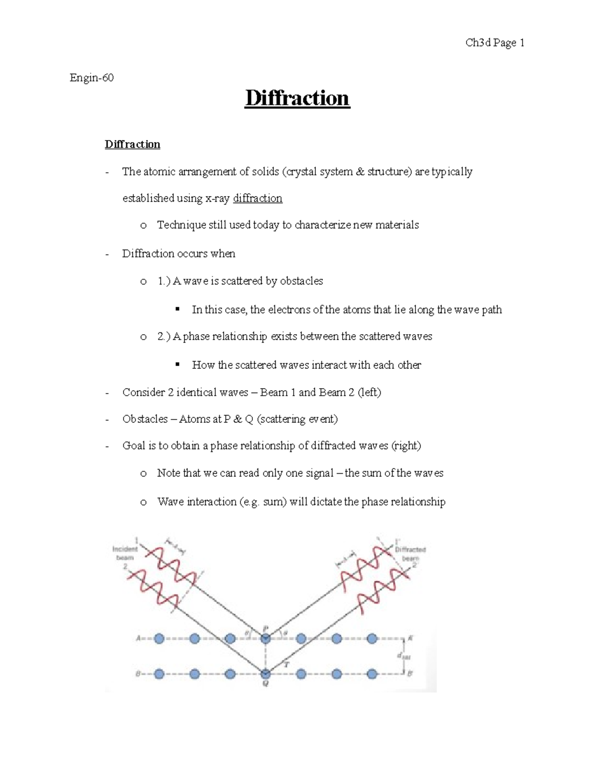 Chapter 3d Notes - Engin- Diffraction Diffraction The atomic ...