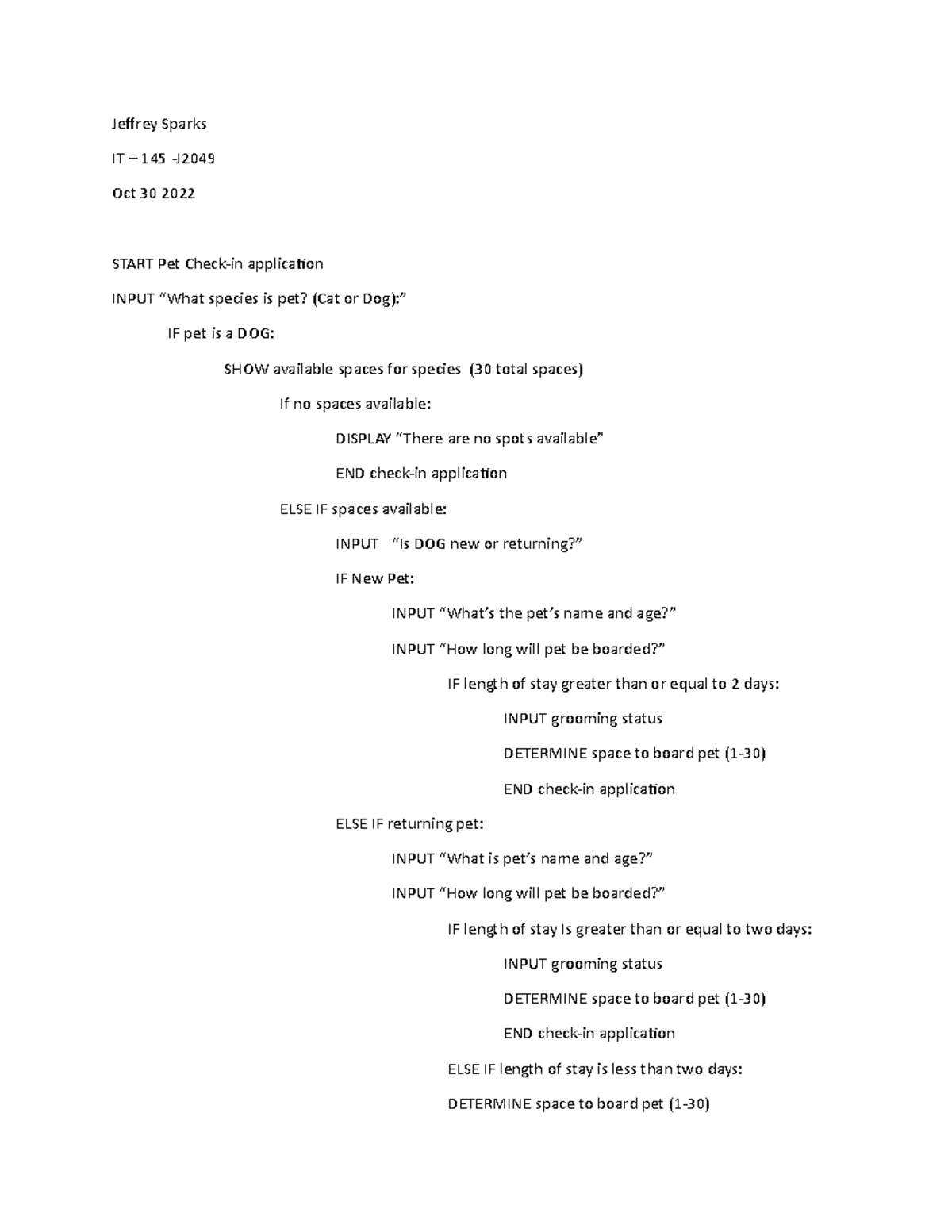 16 Milestone Jeffrey Sparks IT 145 Jeffrey Sparks IT 145 J Oct 30