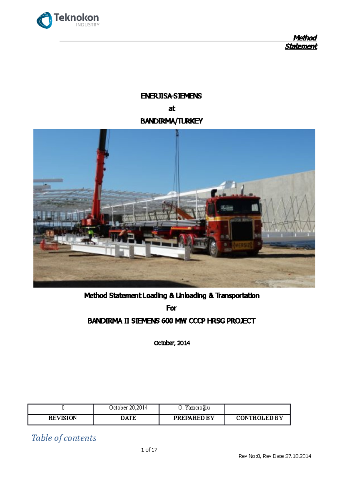 Method Statement Loading& Unloading&Trans - Mechanics of Materials ...