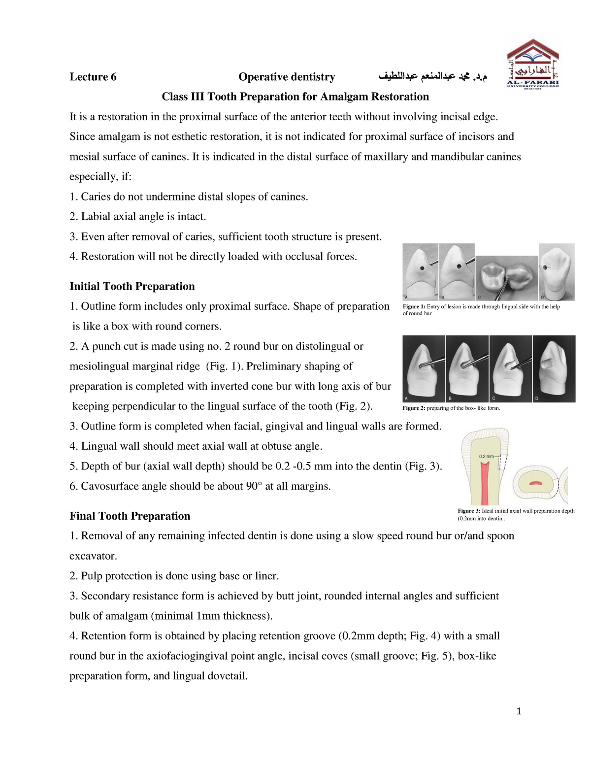 Operative Lec(6) 1 Lecture 6 Operative dentistry م.د. محمد عبدالمنعن