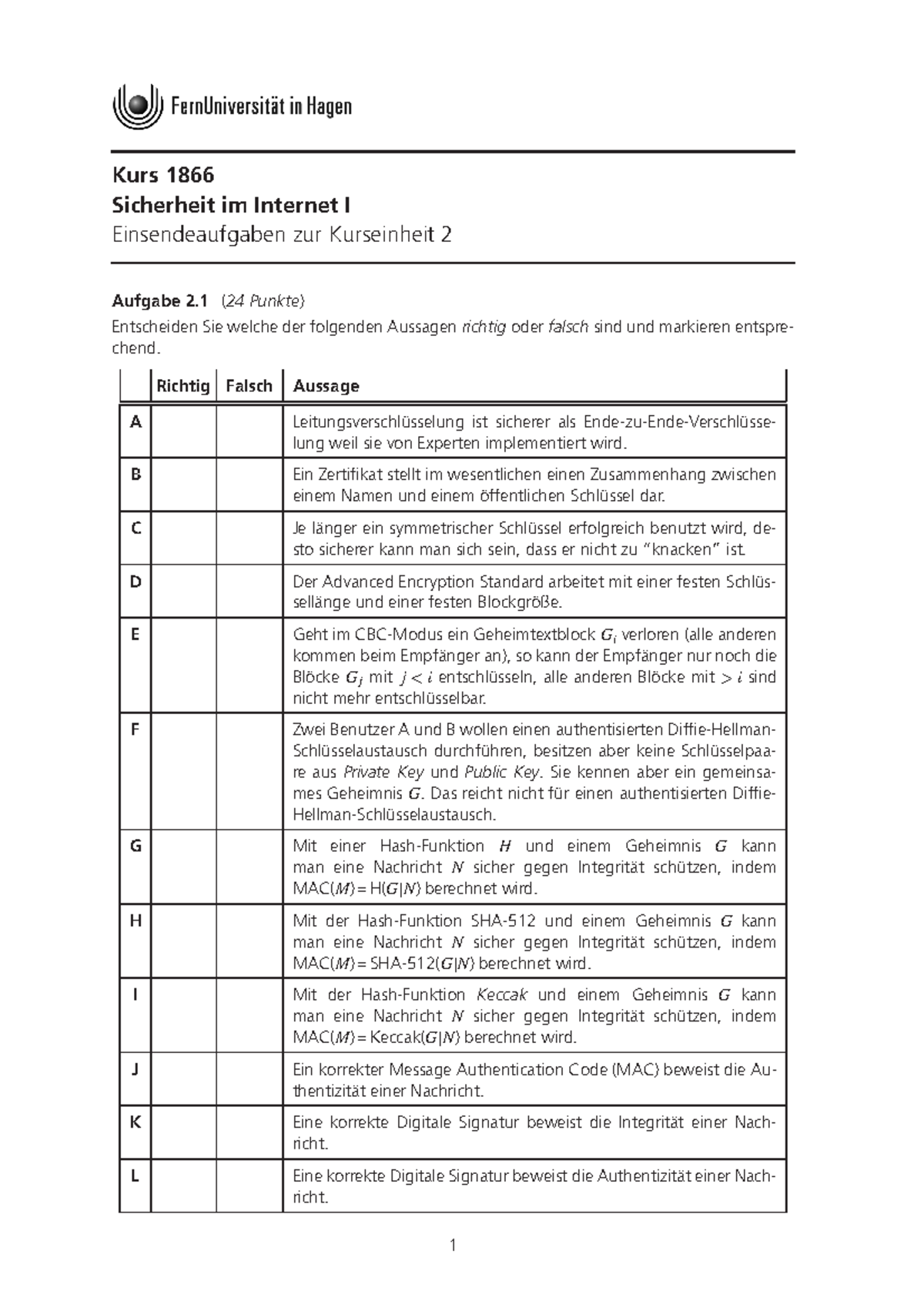 Einsende 2 - EA WS 20/21 - Kurs 1866 Sicherheit Im Internet I ...