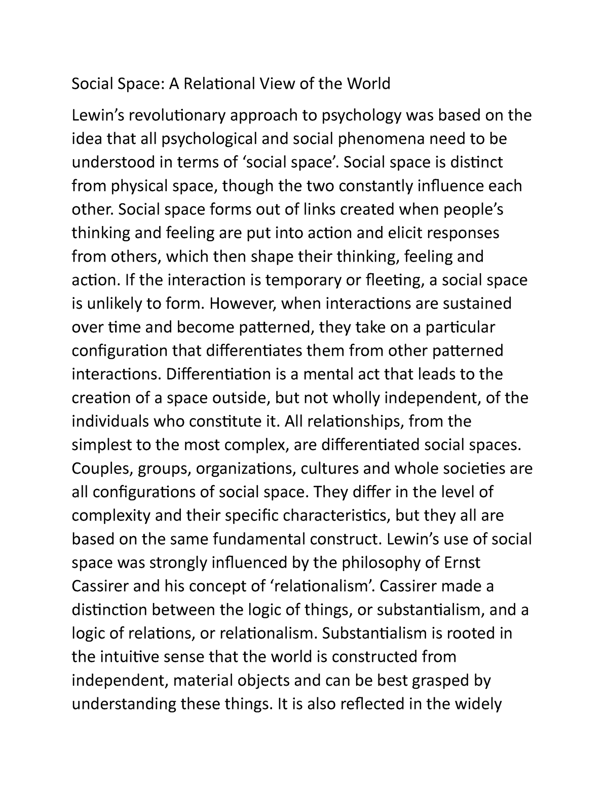 Social Space- A Relational View Of The World - Social Space: A ...