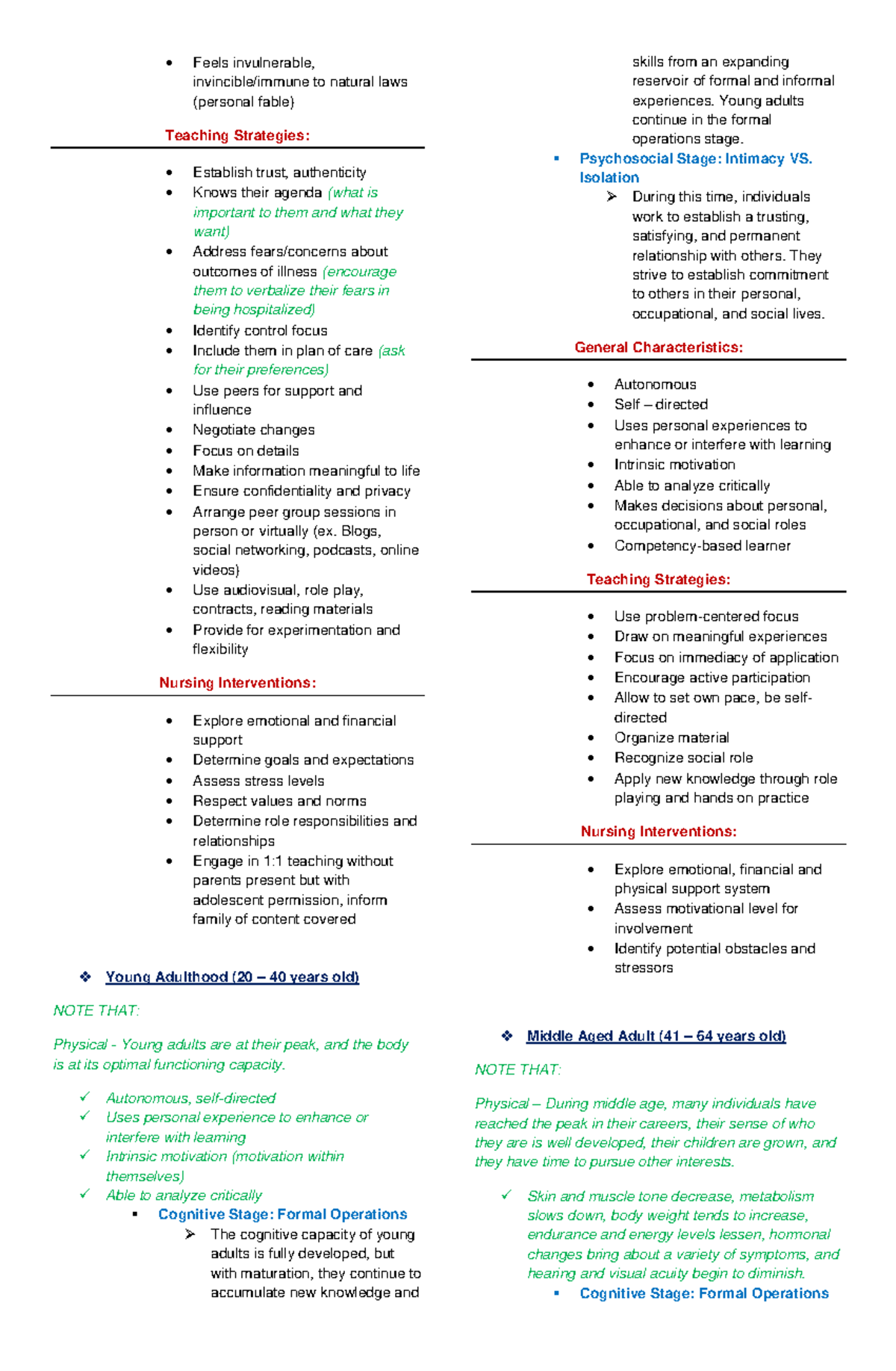 General Characteristics - Feels invulnerable, invincible/immune to ...