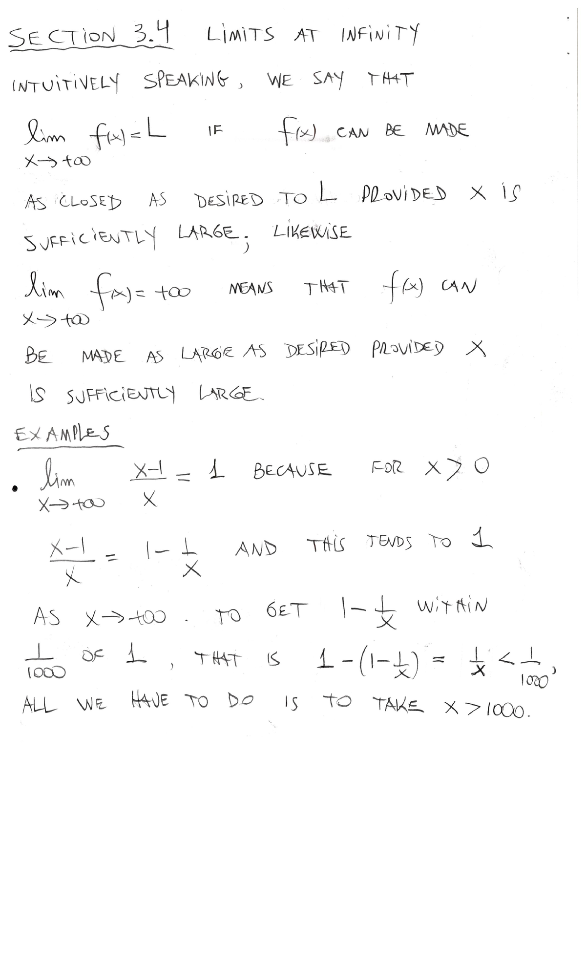 Section 3 - Calculus Notes from Fernando Szechtman - MATH 110 - Studocu