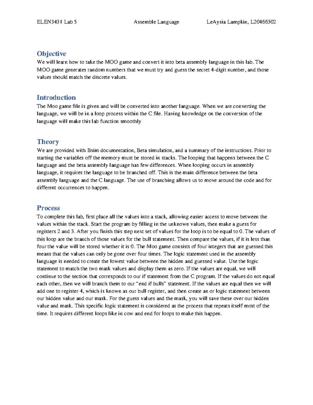 Lab 5 - Lab Report for the fifth lab - Objective We will learn how to ...