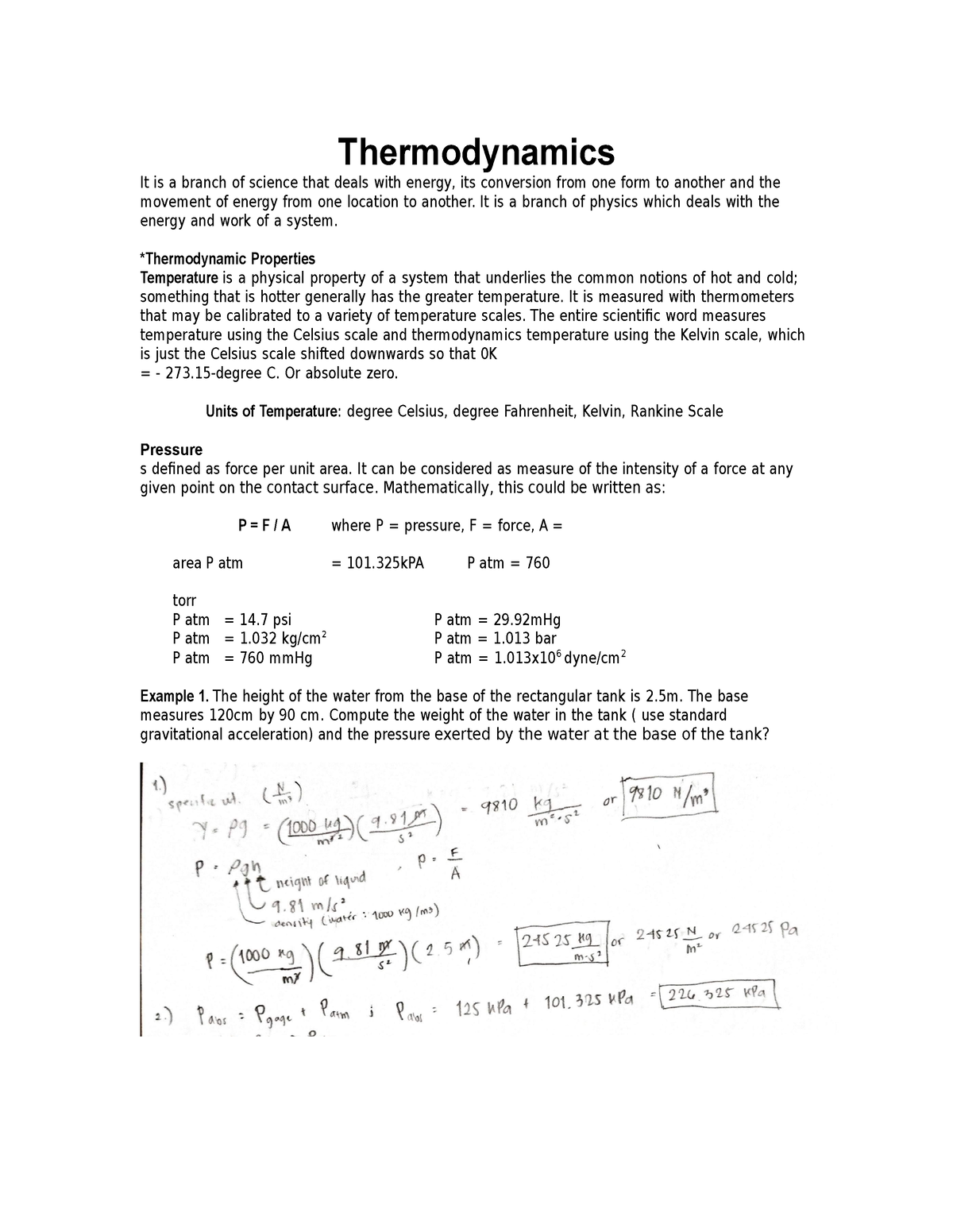 Problems- Answer-Thermodynamics - Thermodynamics It Is A Branch Of ...