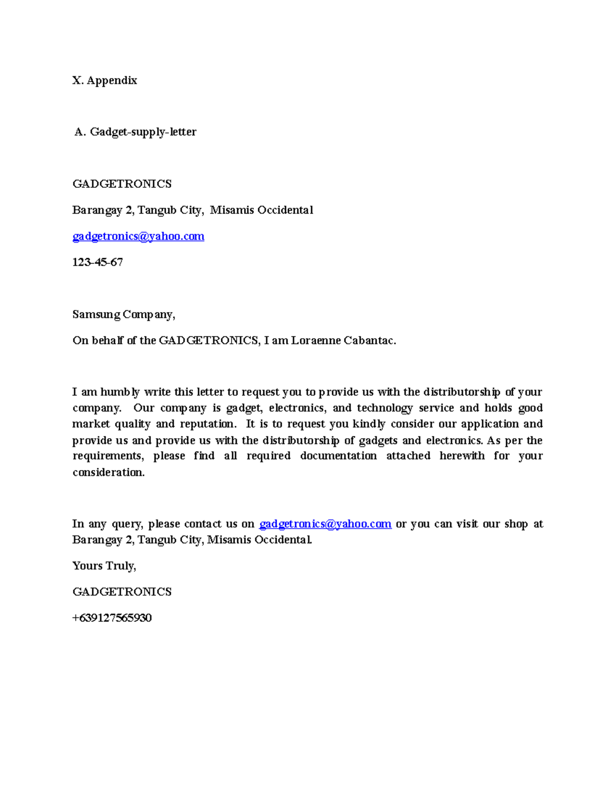 Appendix X - qweuiuiuiqub ua - X. Appendix A. Gadget-supply-letter ...