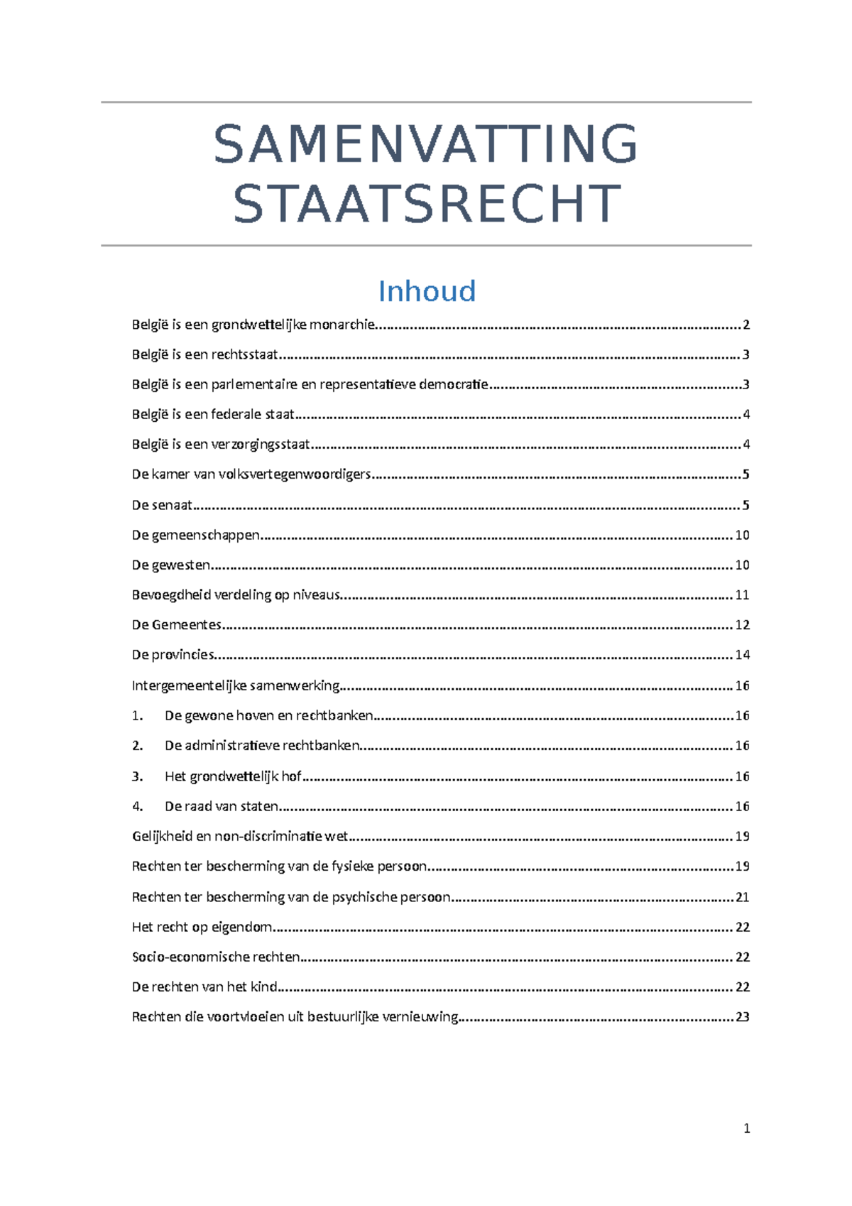 Samenvatting Staatsrecht - SAMENVATTING STAATSRECHT Inhoud Is Een ...