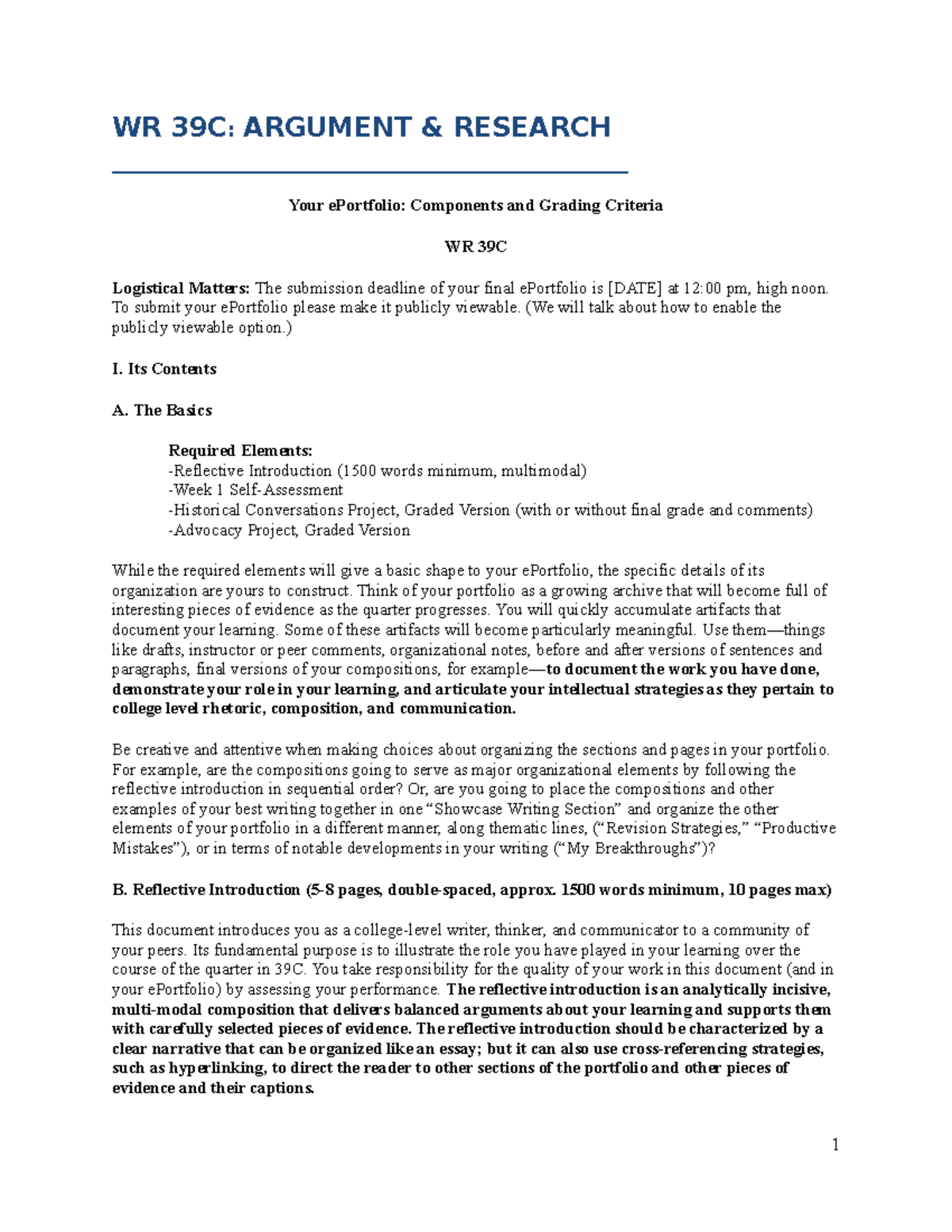 Wr 39c Final E Portfolio Feb 2017 Wr 39c Argument Research Your Eportfolio Components And