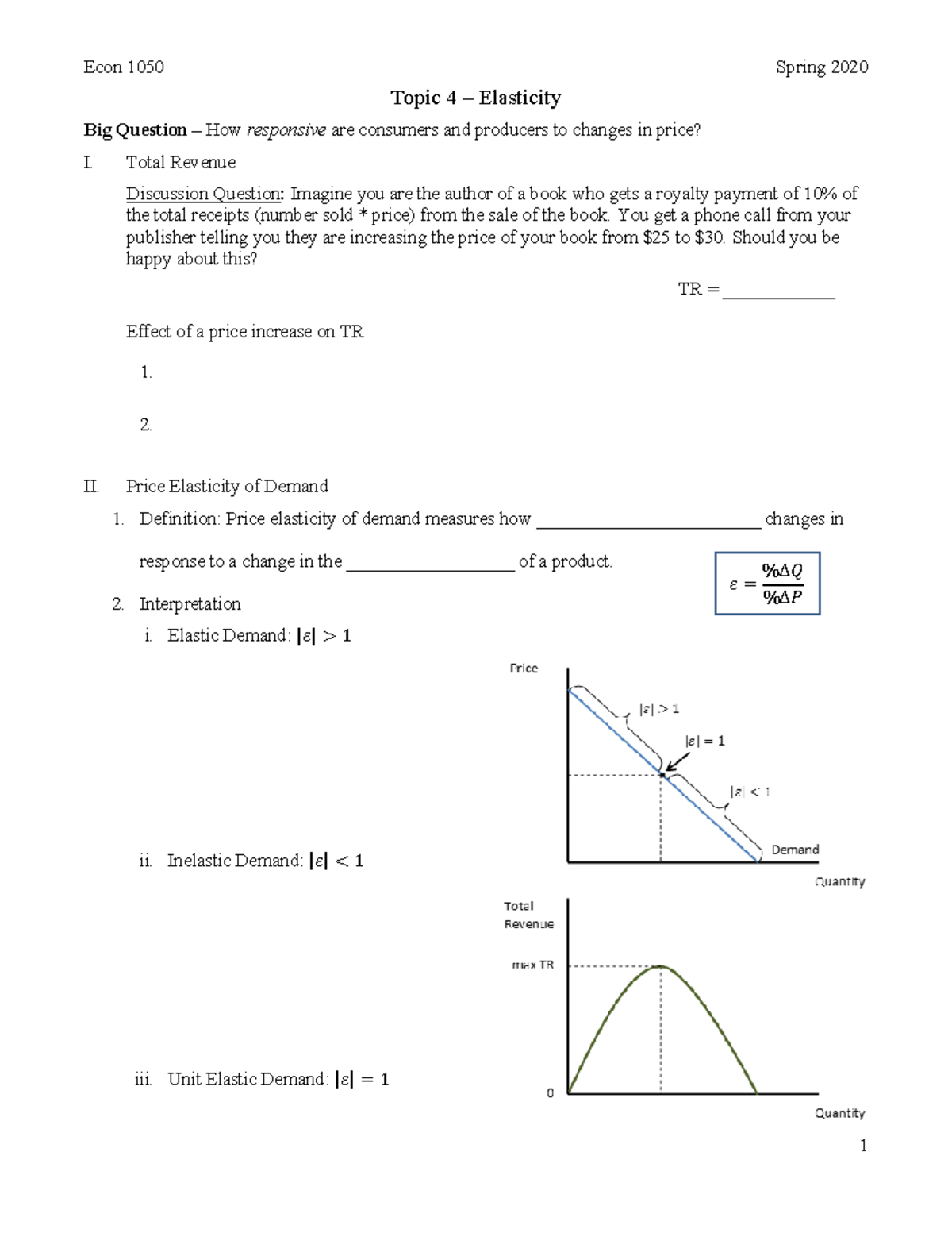 Guided-Notes-4 - Guided Notes About Elasticity - 1 Topic 4 – Elasticity ...