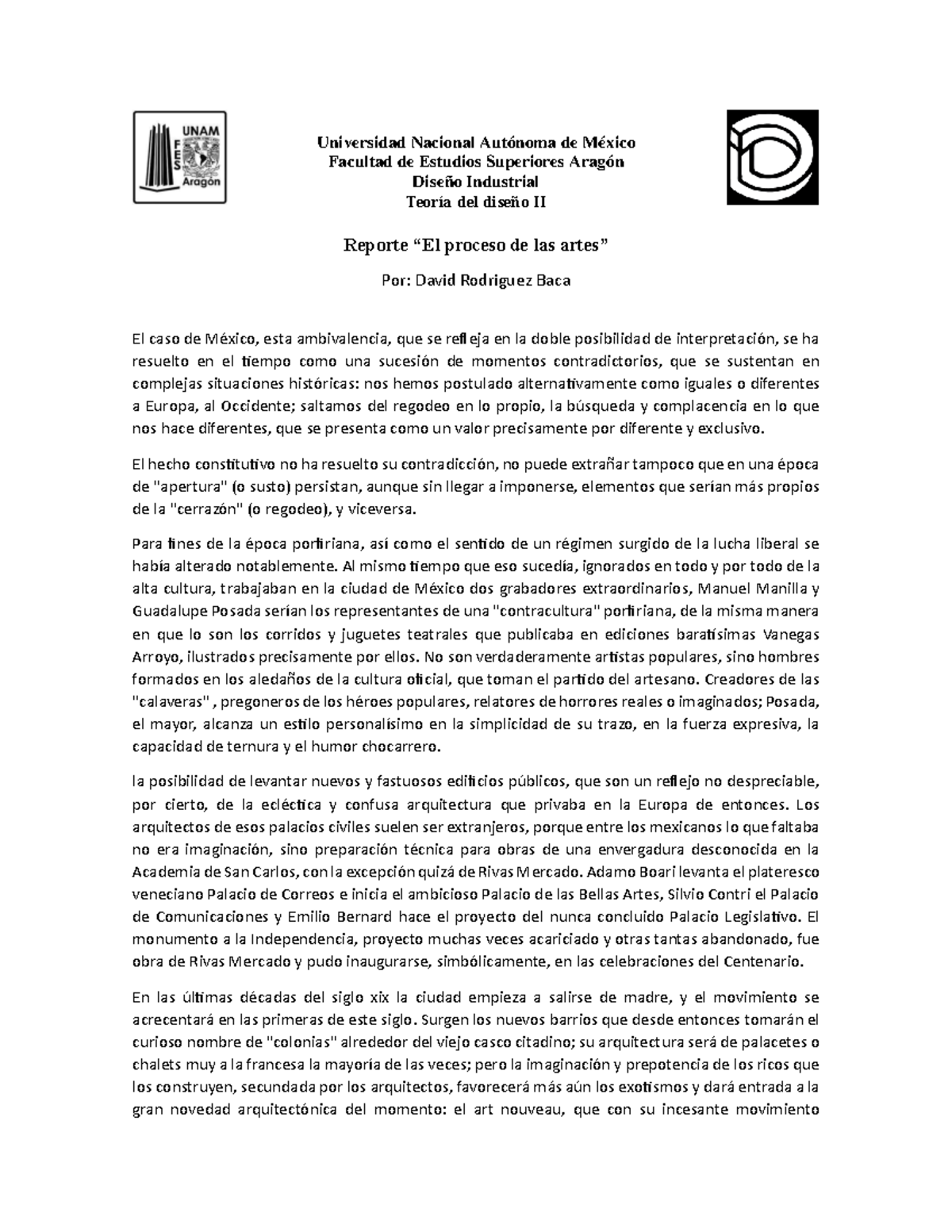 El Proceso De Las Artes - Universidad Nacional Autónoma De México ...