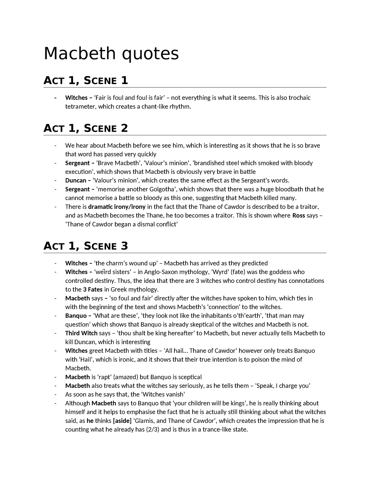 Macbeth quotes - macbeh - Macbeth quotes ACT 1, SCENE 1 - Witches ...