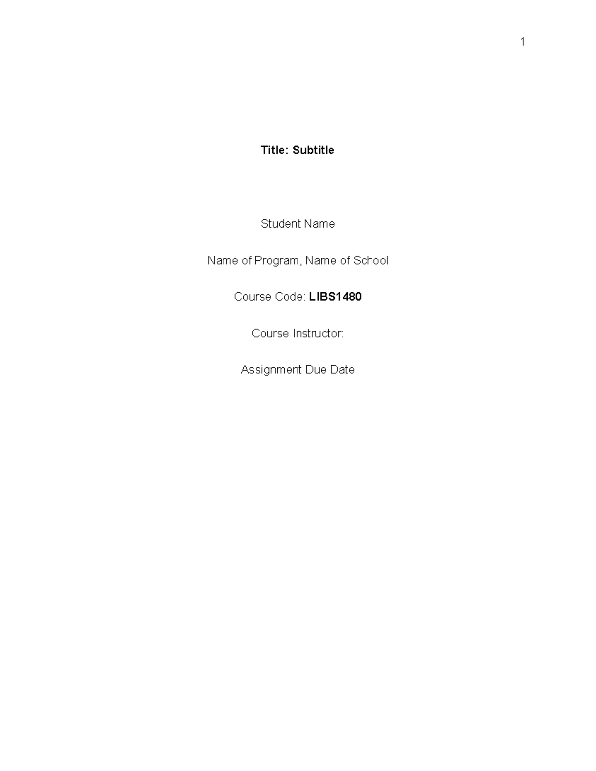 LIBS1480 - Listening Report Template - Title: Subtitle Student Name ...