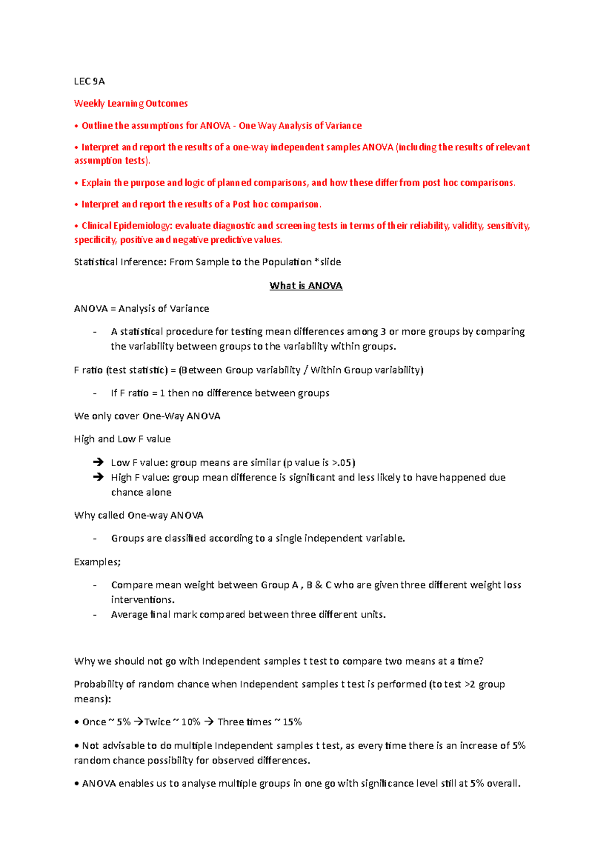 LEC 9A anova test lecture notes assumptions and interpretstion - LEC 9A ...
