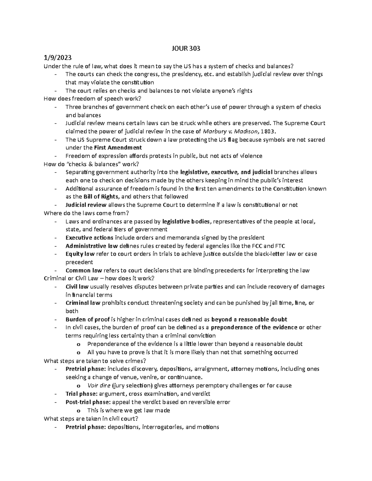 JOUR 303 - All notes from slides in lectures along with information ...