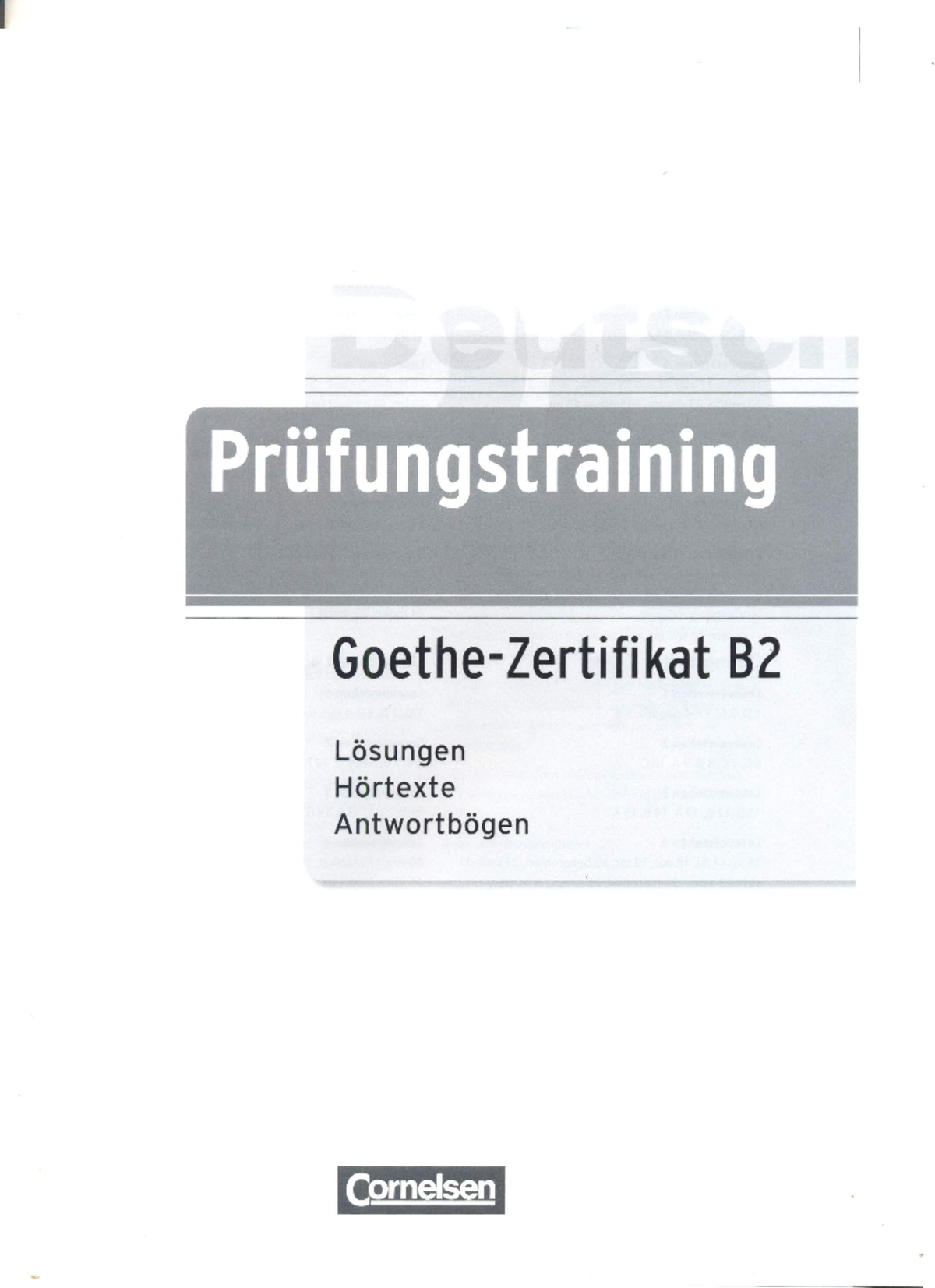 Prufungstraining Goethe Zertifikat B2 Cornelsen Losungen Pdf ...