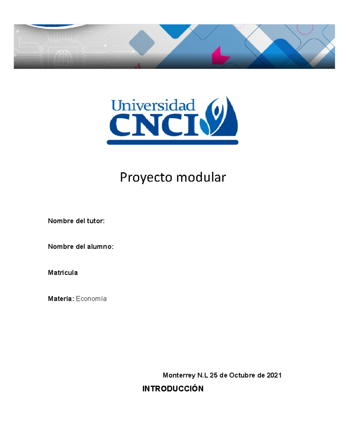 Modular Economia - trabajo realizado de acuerdo a lo solicitado en la ...