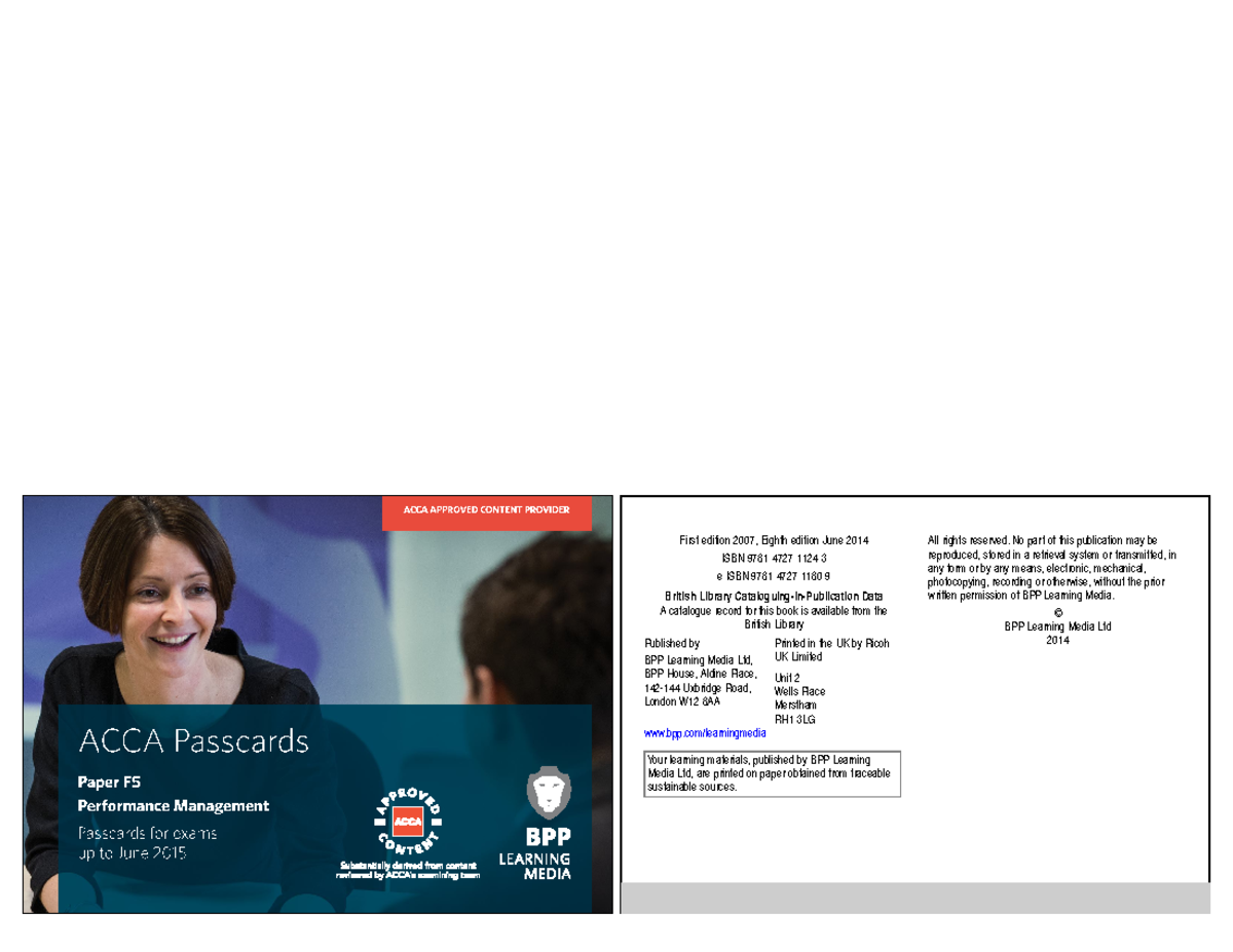 - ACCA F5 Performance Management 2015 Pass Cards - - Studocu